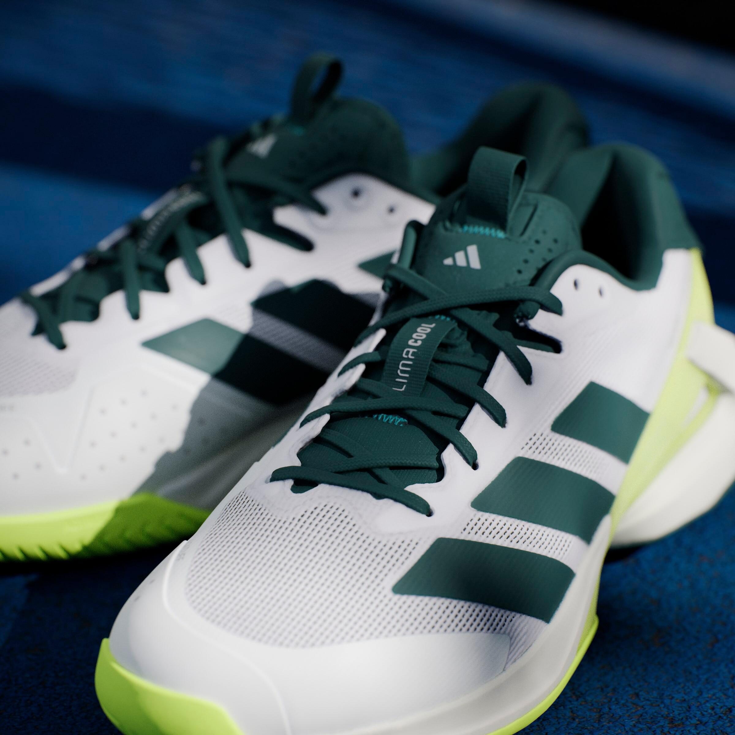 Herren Tennisschuhe Multicourt - Adidas Adizero Ubersonic 5 Weiss Grün 15/17