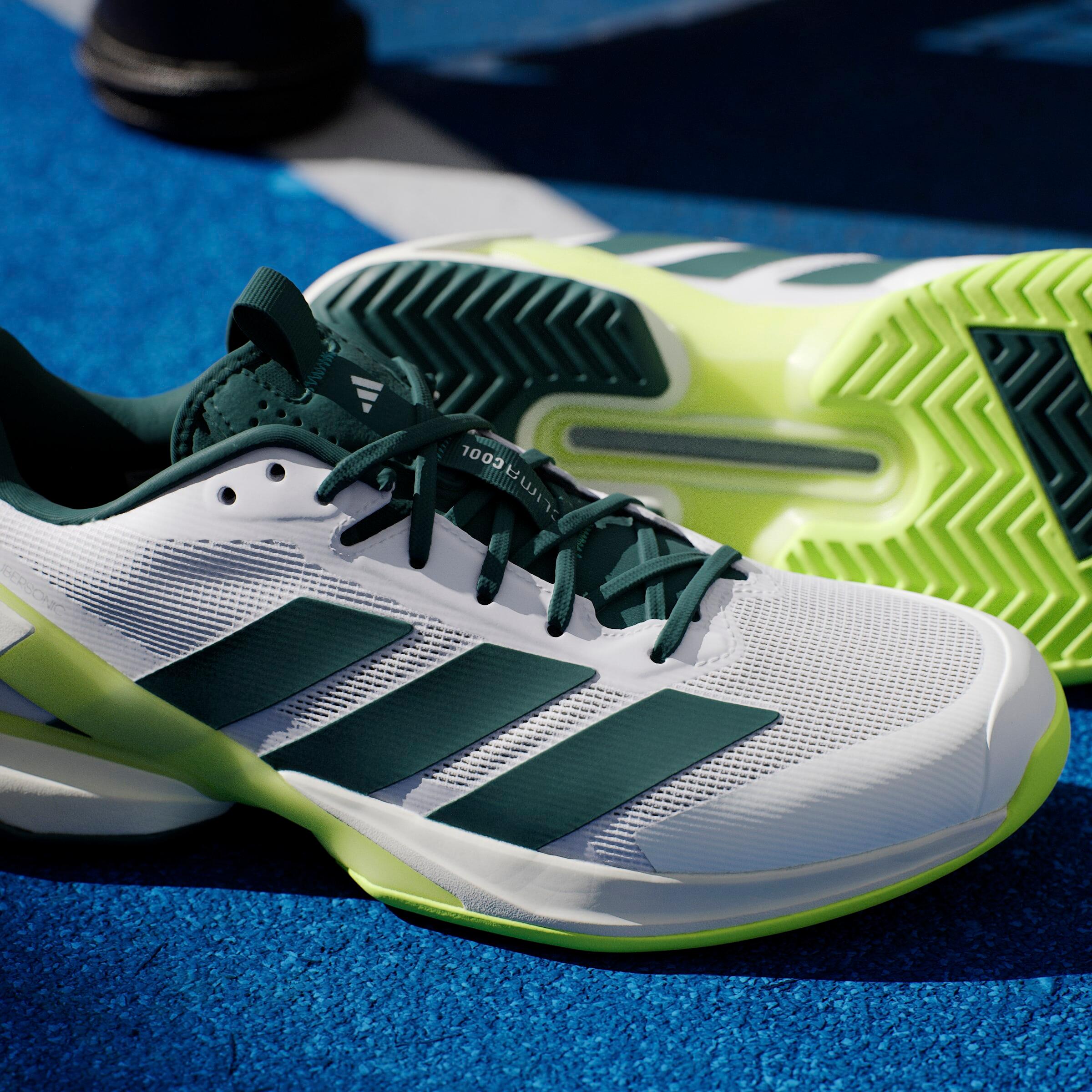 Herren Tennisschuhe Multicourt - Adidas Adizero Ubersonic 5 Weiss Grün 16/17