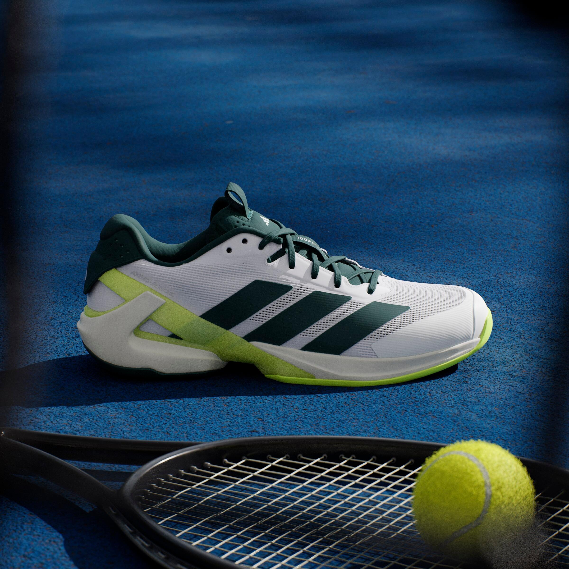 Herren Tennisschuhe Multicourt - Adidas Adizero Ubersonic 5 Weiss Grün 8/17