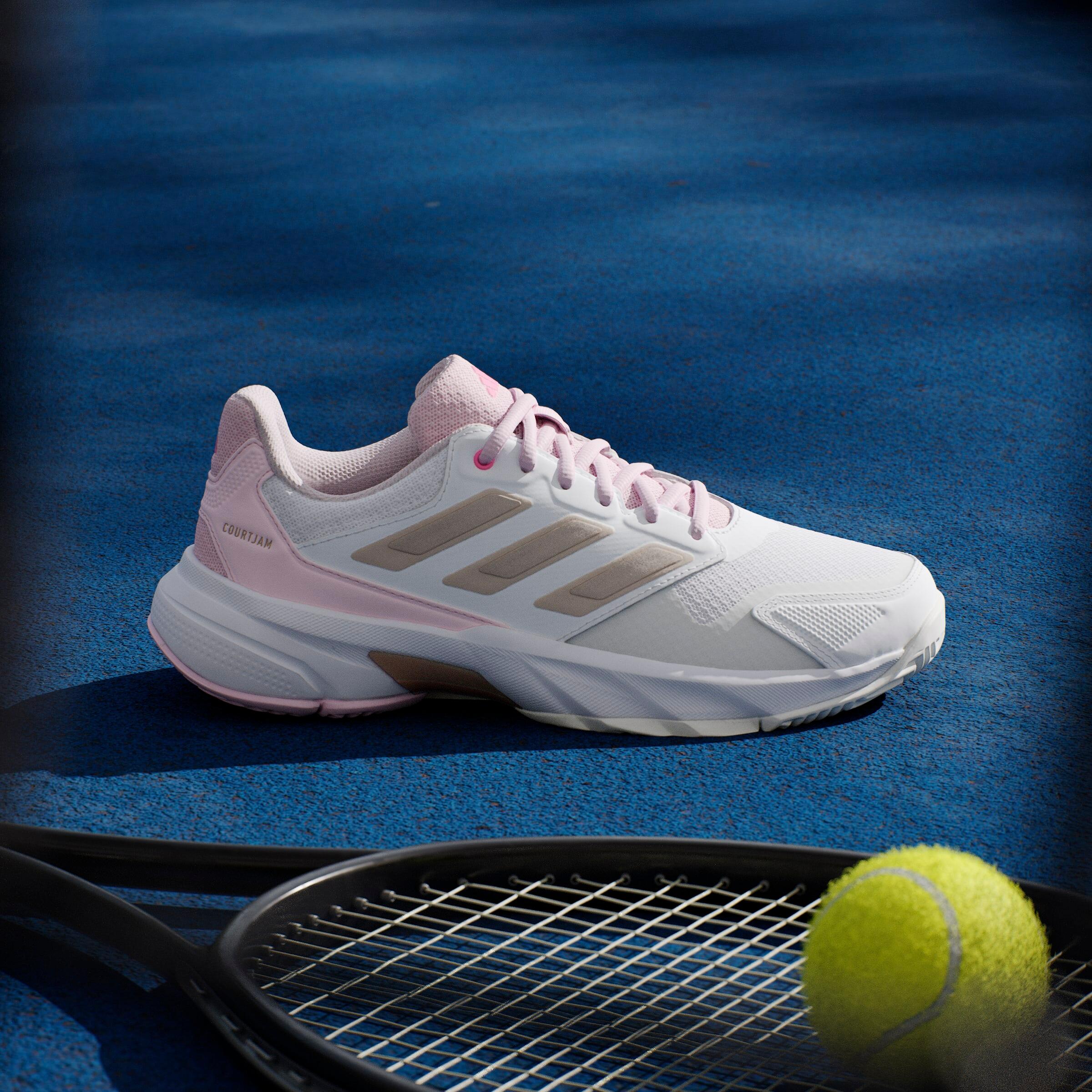 Tennisschuh Damen Multicourt - Adidas Courtjam Control 3 weiss rosa 8/17