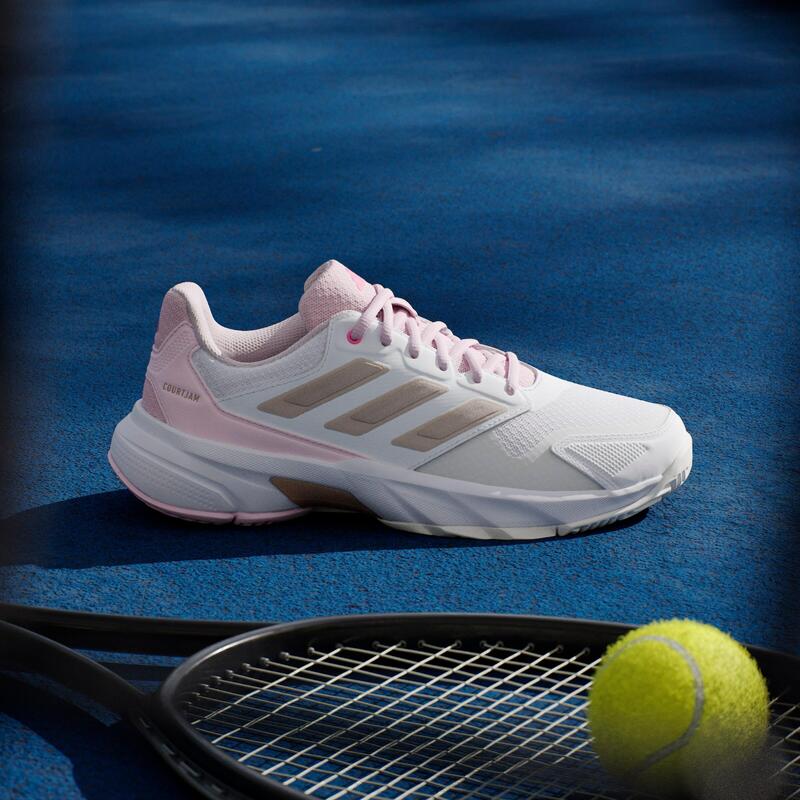Încălțăminte de tenis orice suprafață - Adidas Courtjam Control 3 Alb-Roz Damă