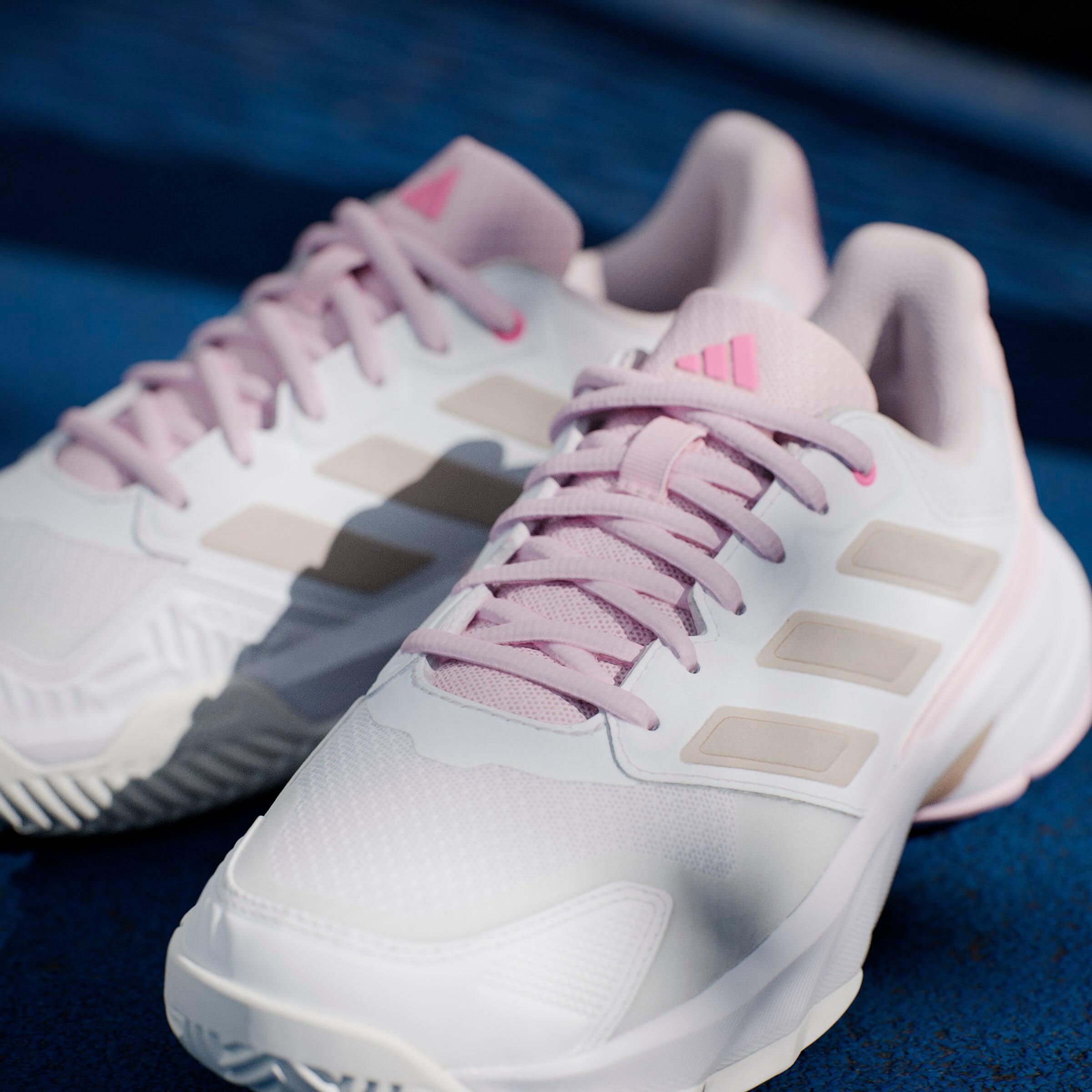 Tennisschuh Damen Multicourt - Adidas Courtjam Control 3 weiss rosa 15/17