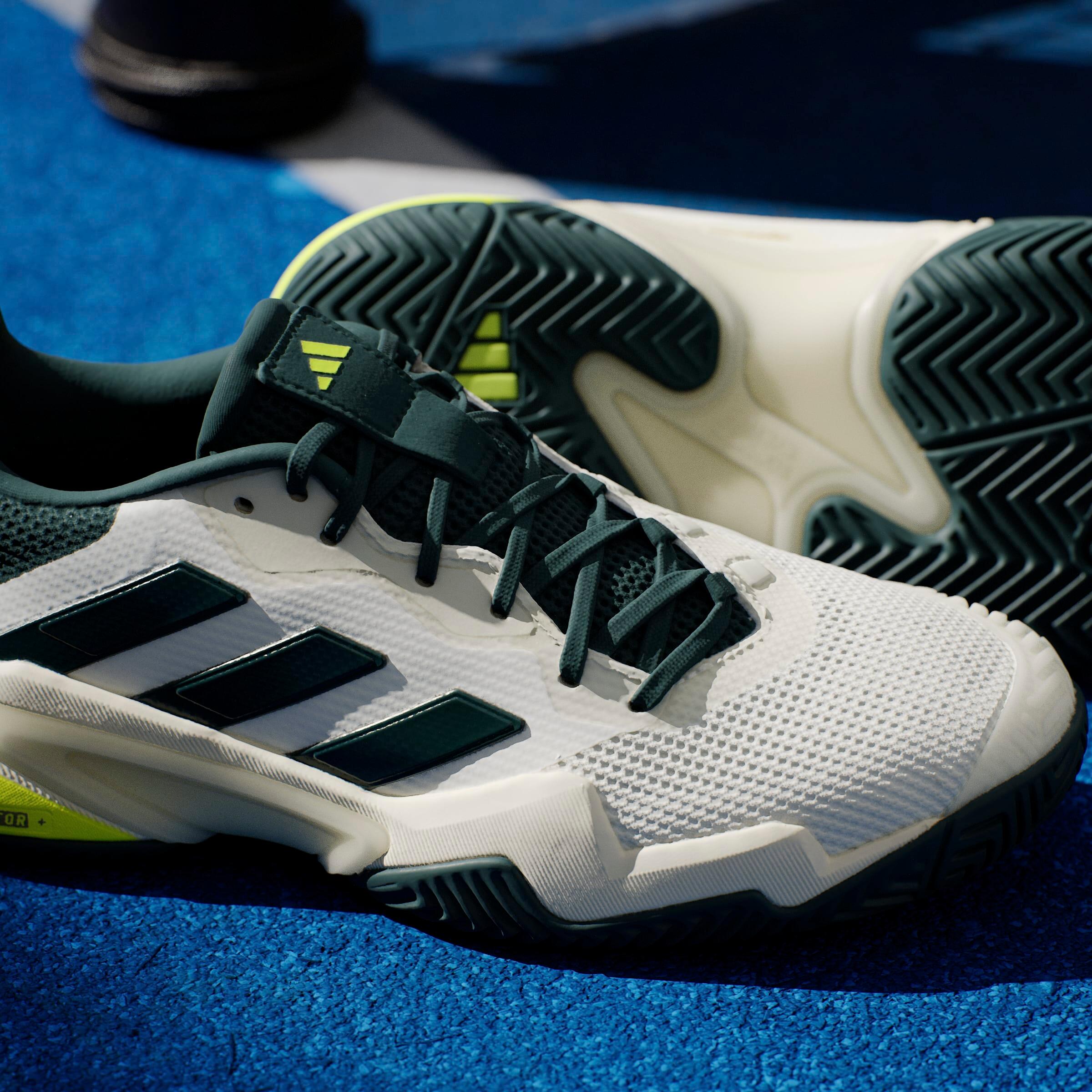 Chaussures de tennis multicourt homme - adidas Barricade 13 blanc cassé vert 15/16