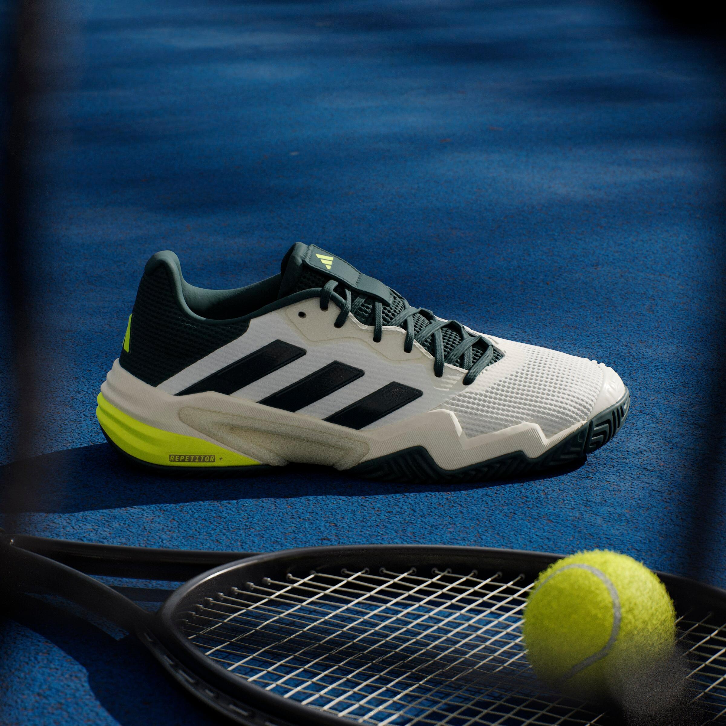 Chaussures de tennis multicourt homme - adidas Barricade 13 blanc cassé vert 8/16
