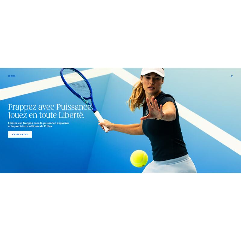 Yetişkin Kordajsız Tenis Raketi - 300 G - Mavi - Wilson Ultra 100 V5