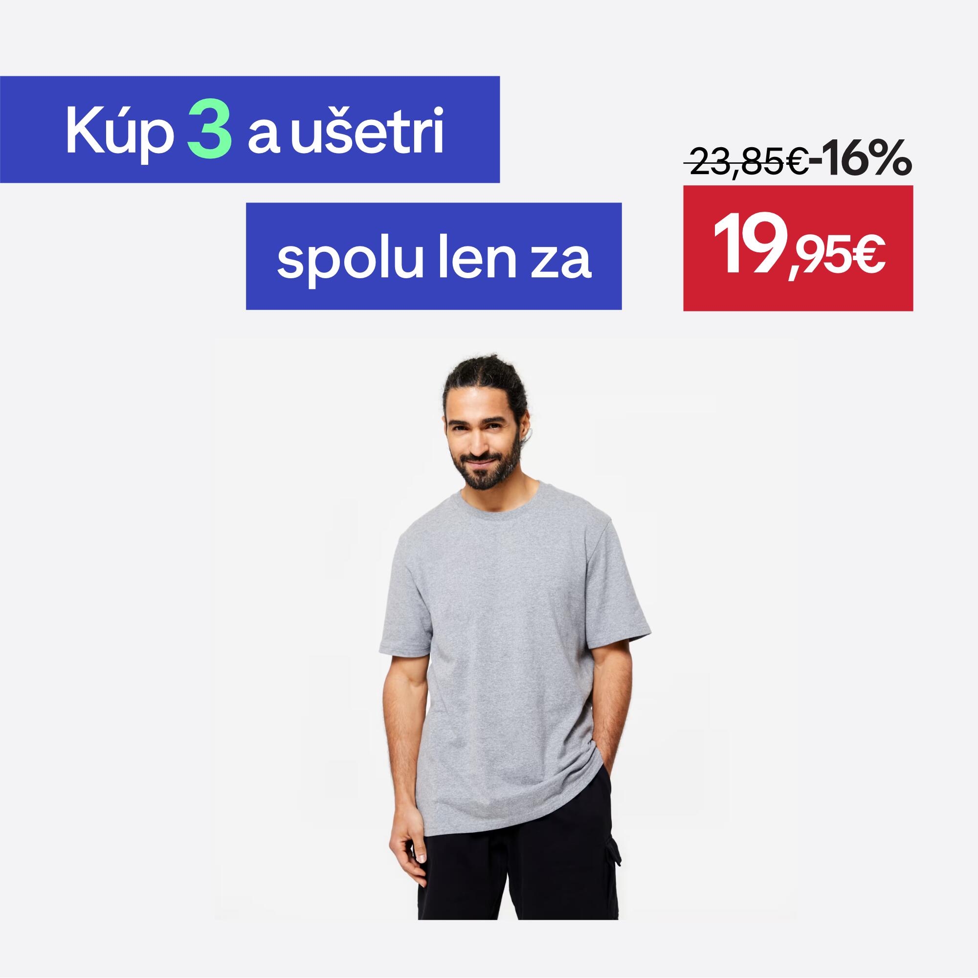 DOMYOS Pánske tričko na fitness 500 Essentials sivé M