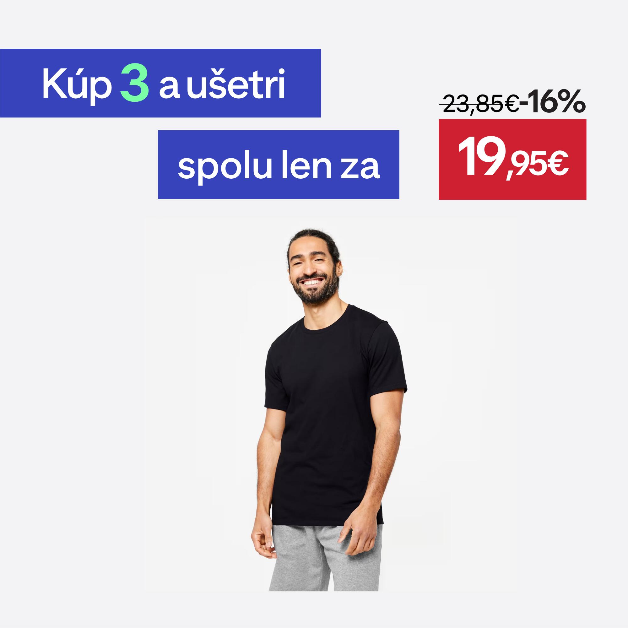 DOMYOS Pánske tričko 500 Slim na cvičenie čierne 2XL