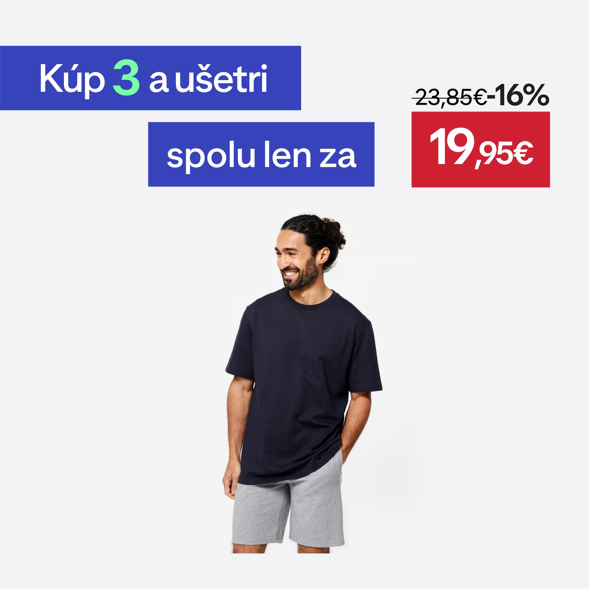 DOMYOS Pánske tričko na fitness – tmavomodré S