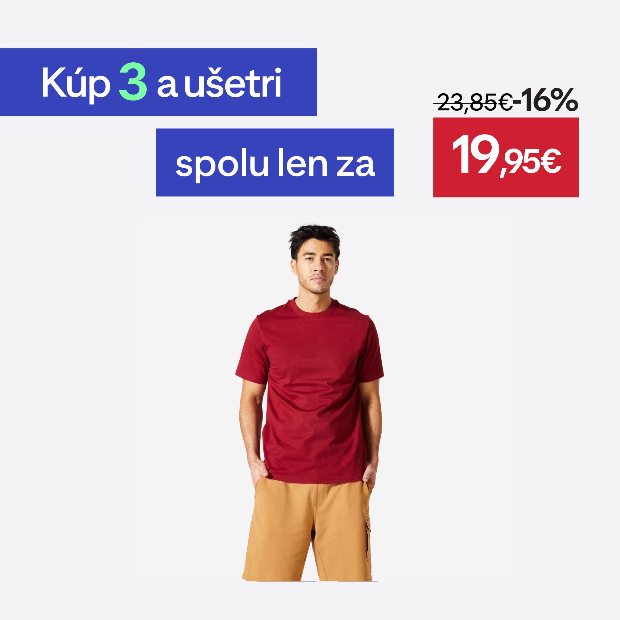 DOMYOS Pánske tričko 500 na fitness bordové S