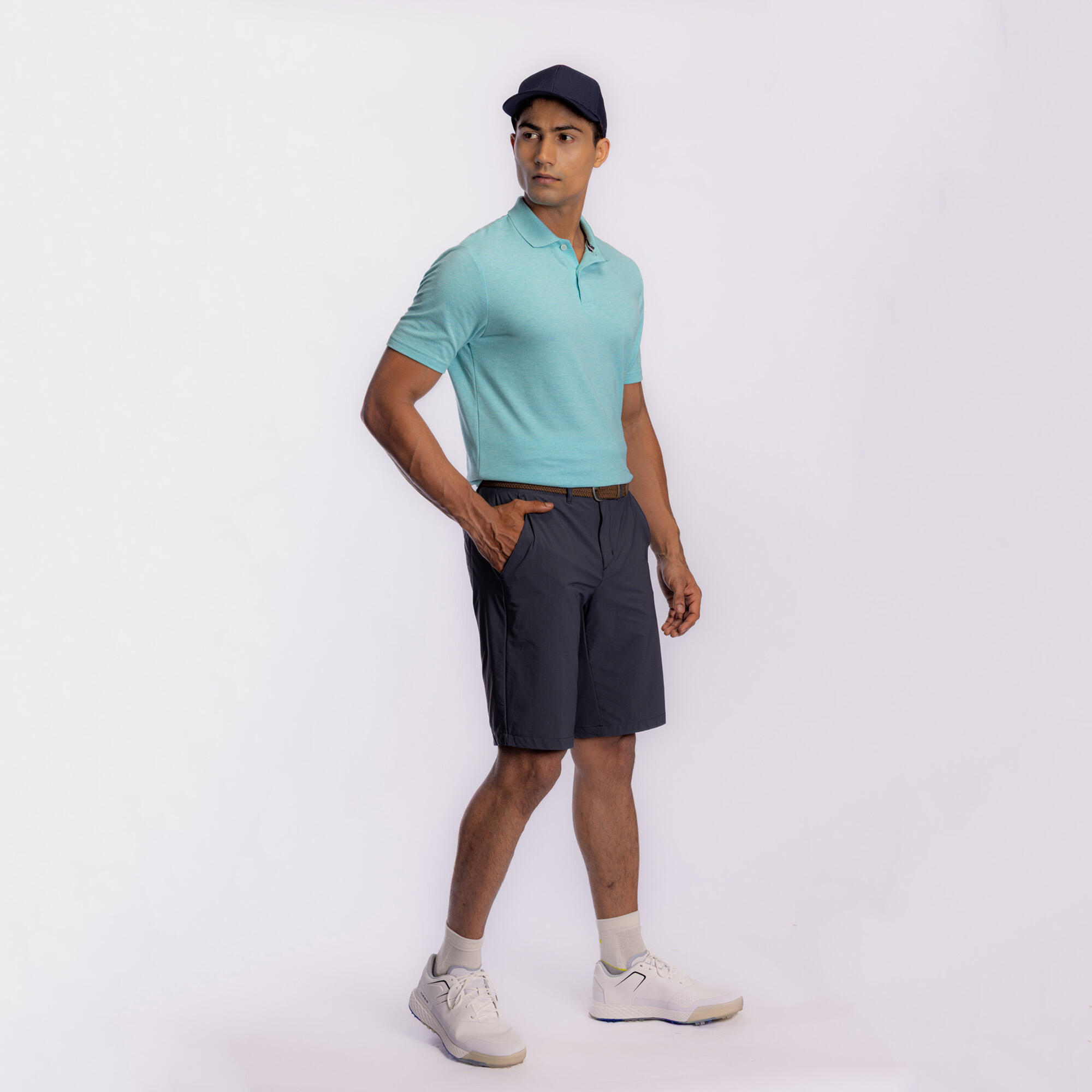 Men’s golf cotton short-sleeved polo shirt - MW100 Turquoise