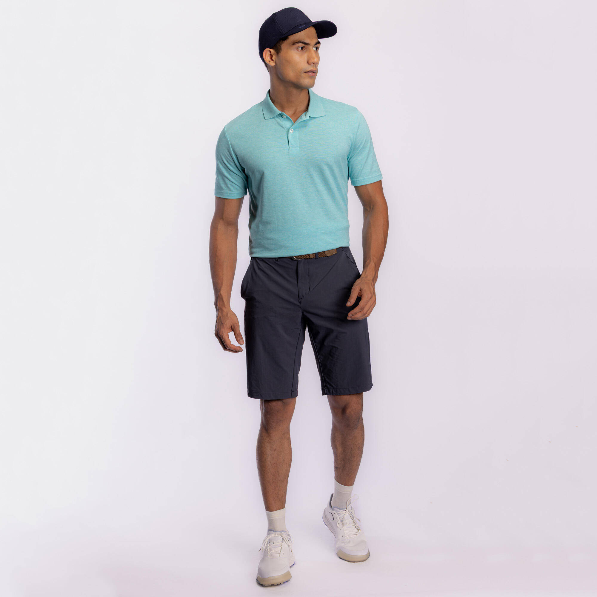 Men’s golf cotton short-sleeved polo shirt - MW100 Turquoise -  4