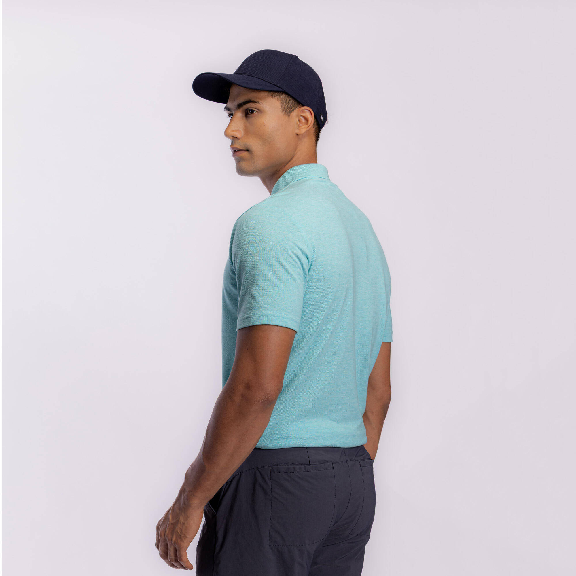 Men’s golf cotton short-sleeved polo shirt - MW100 Turquoise -  2