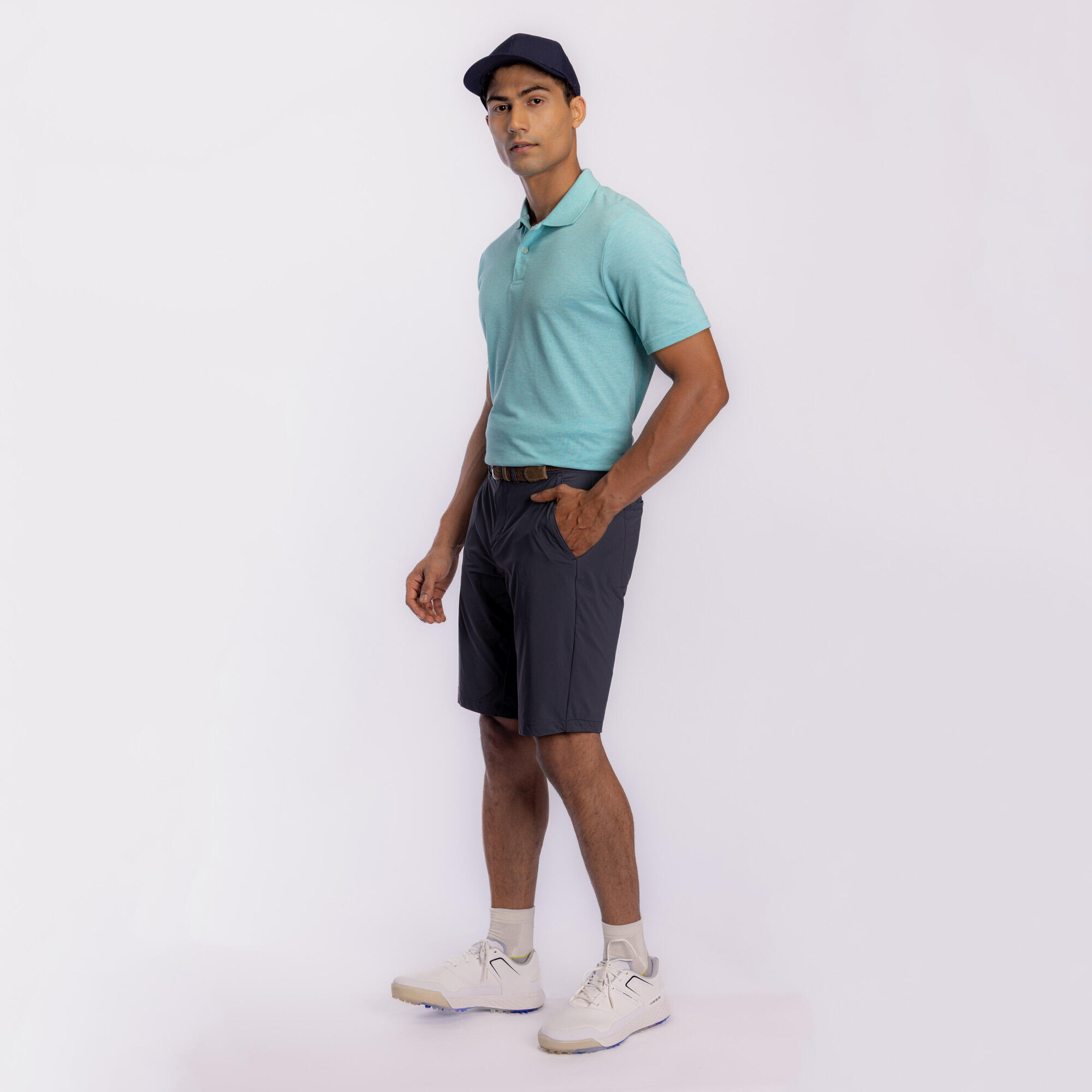 Men’s golf cotton short-sleeved polo shirt - MW100 Turquoise