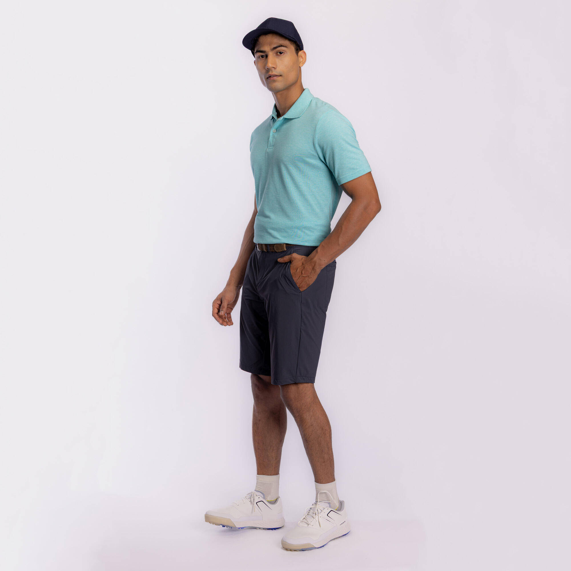 Men’s golf cotton short-sleeved polo shirt - MW100 Turquoise -  1