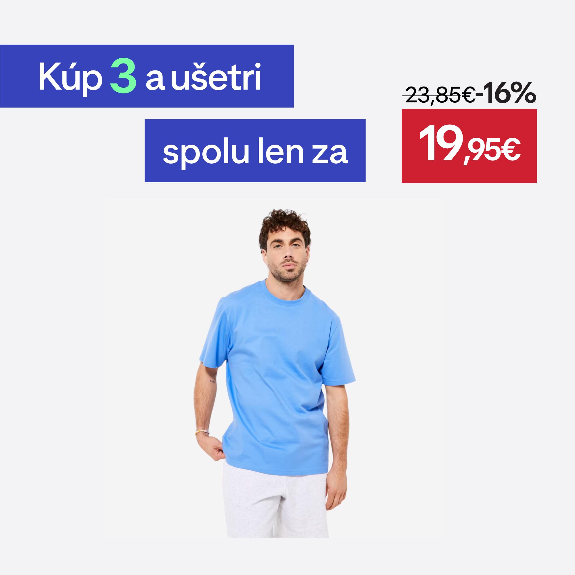 DOMYOS Pánske tričko na fitness 500 Essential – modré S