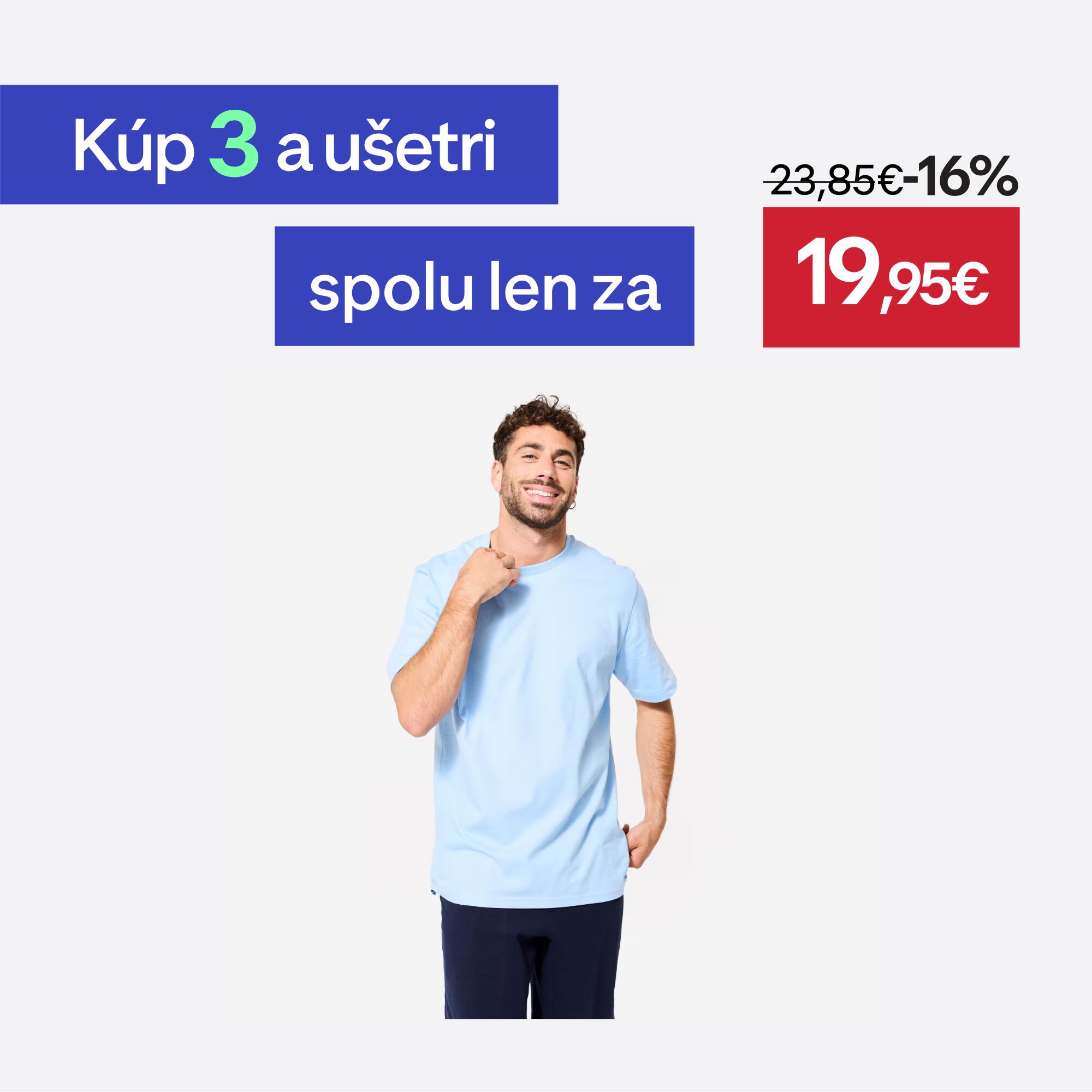 DOMYOS Pánske fitness tričko s krátkymi rukávmi svetlomodré L