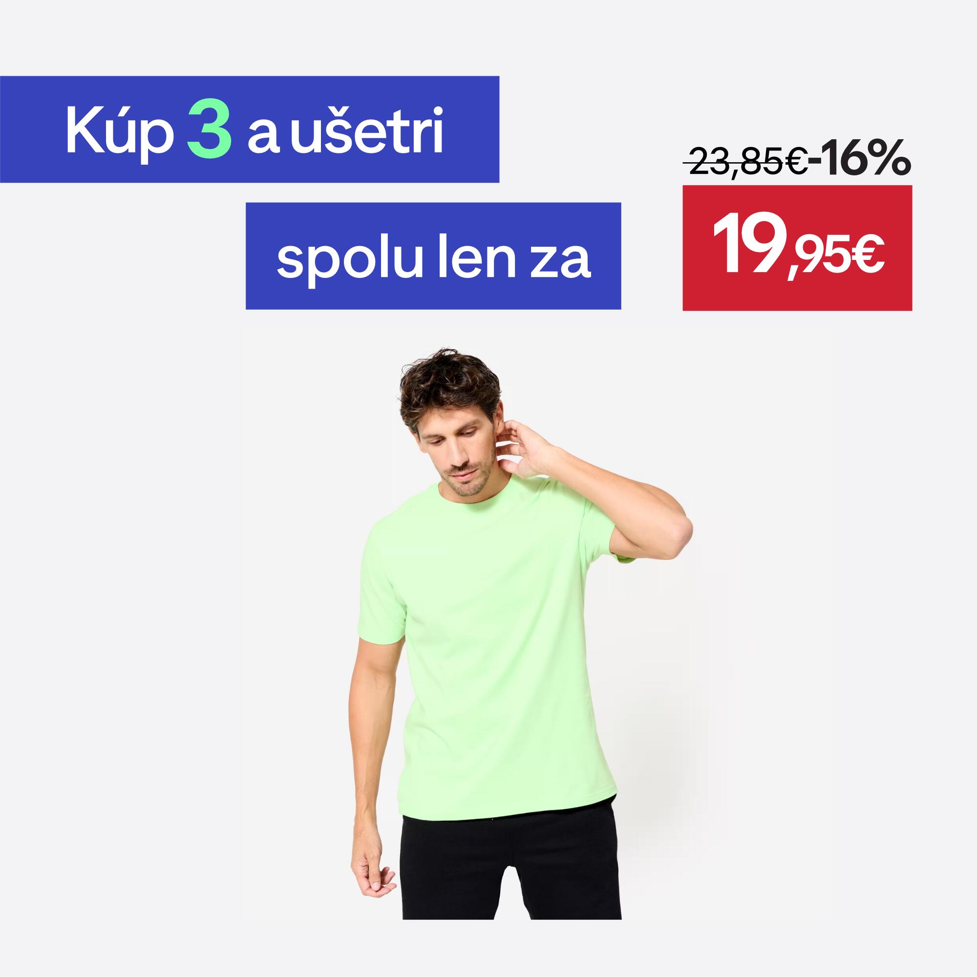 DOMYOS Pánske fitness tričko s krátkymi rukávmi svetlozelené M