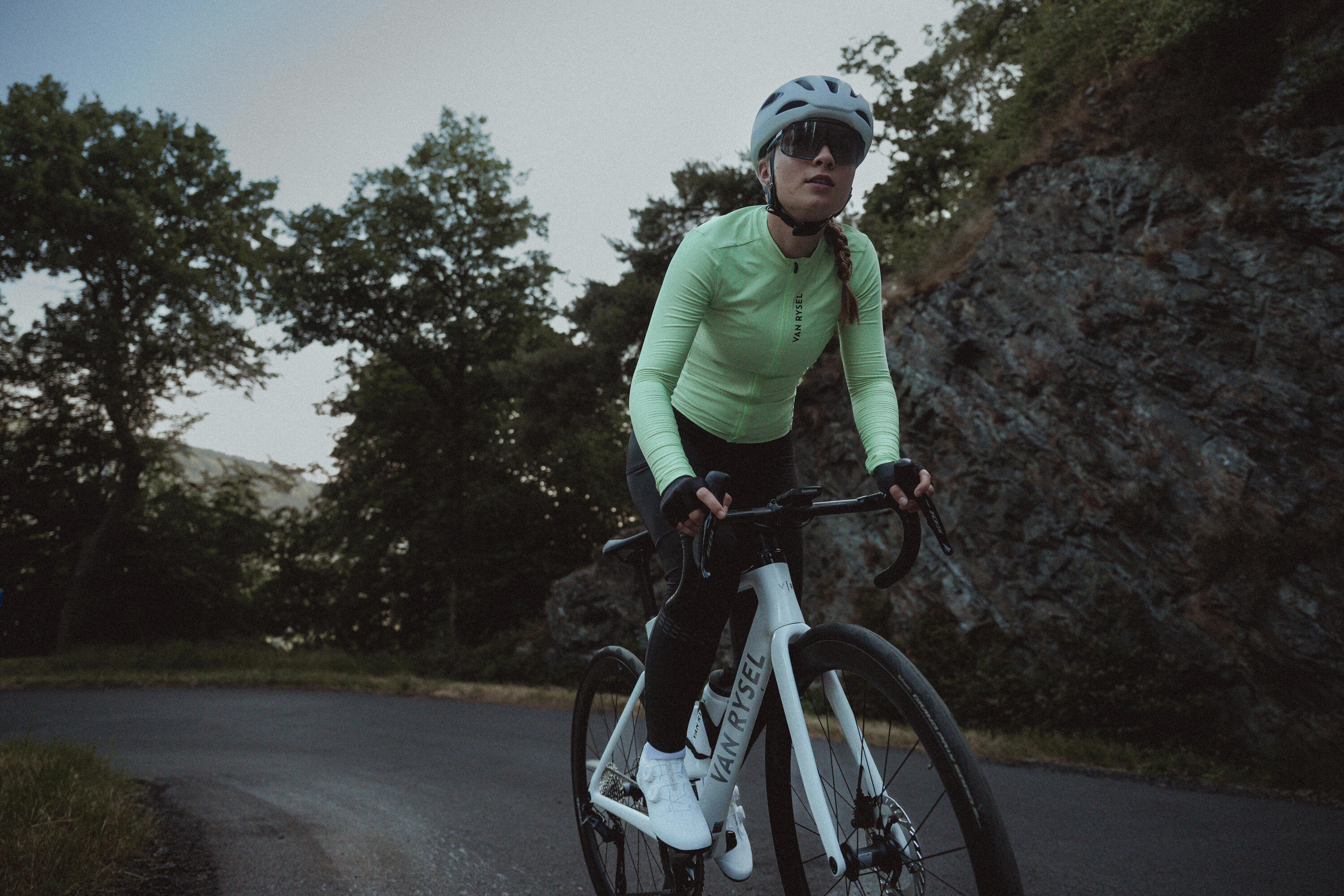 Rennrad Trikot unisex langarm Zwischensaison „RCR 2“ grün  22/26