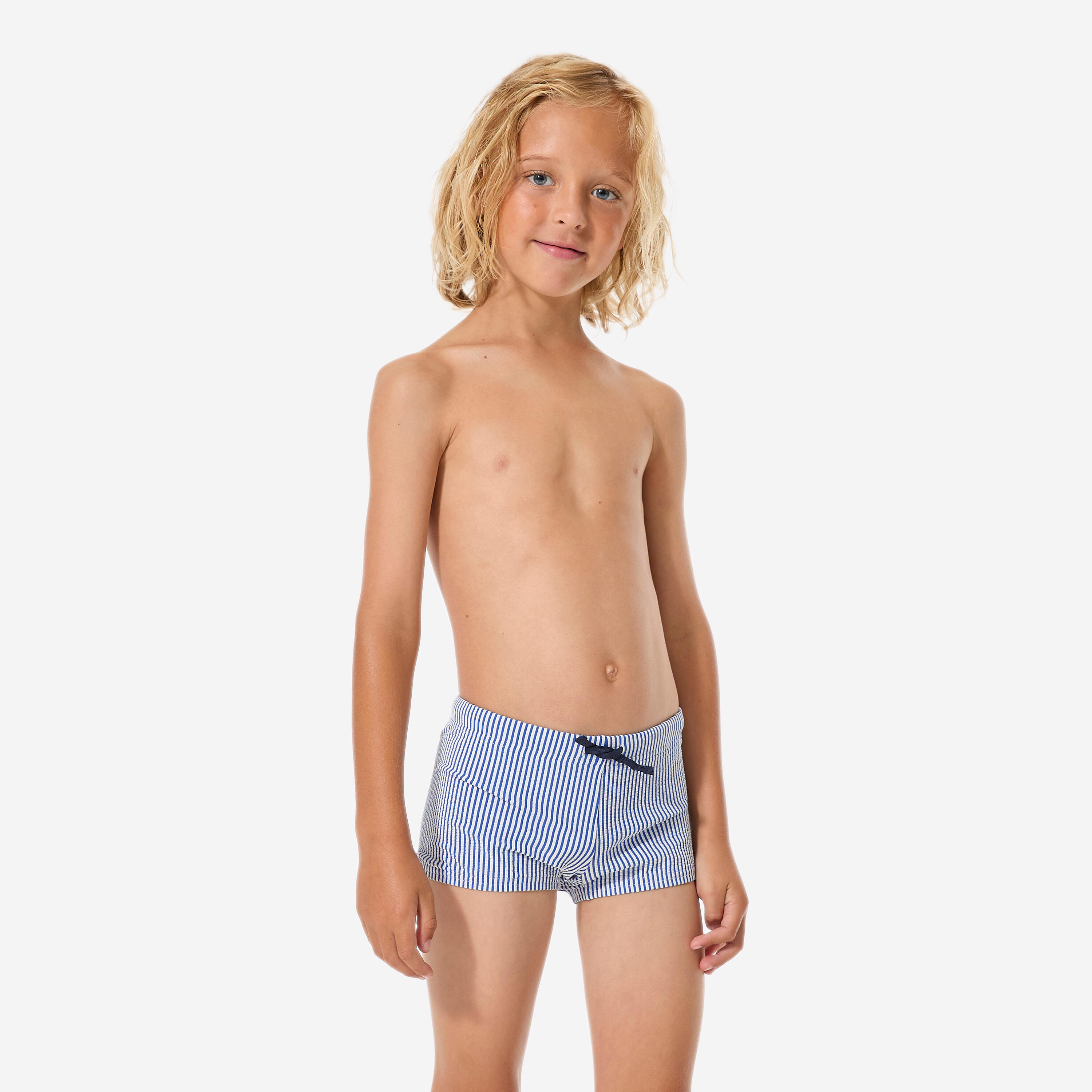 Bañador Niño Bóxer Natación Fiti Azul Rayas Texturizado 3/11