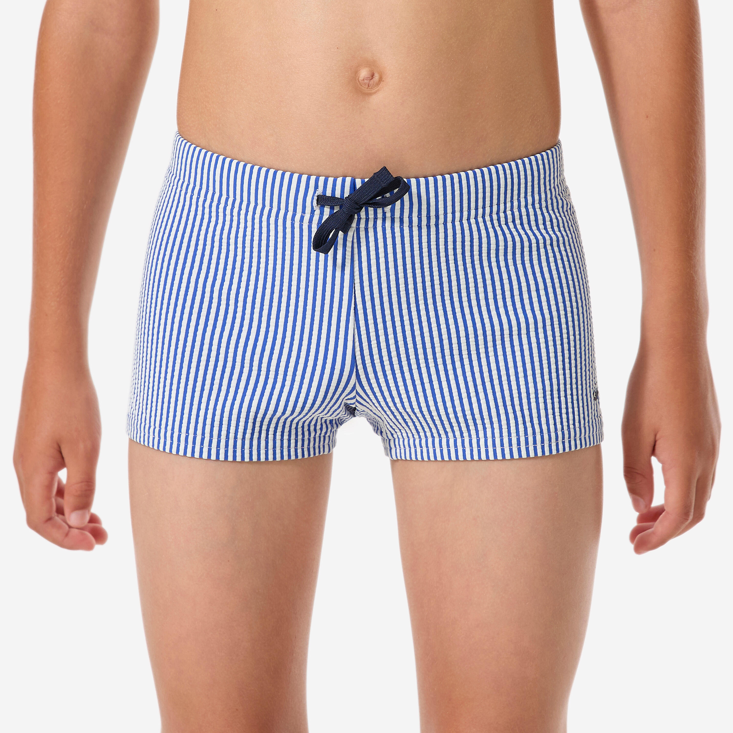 Boxer de bain natation texturé Garçon enfant, Fiti rayé bleu