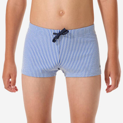 Boxer de bain natation texturé Garçon enfant, Fiti rayé bleu
