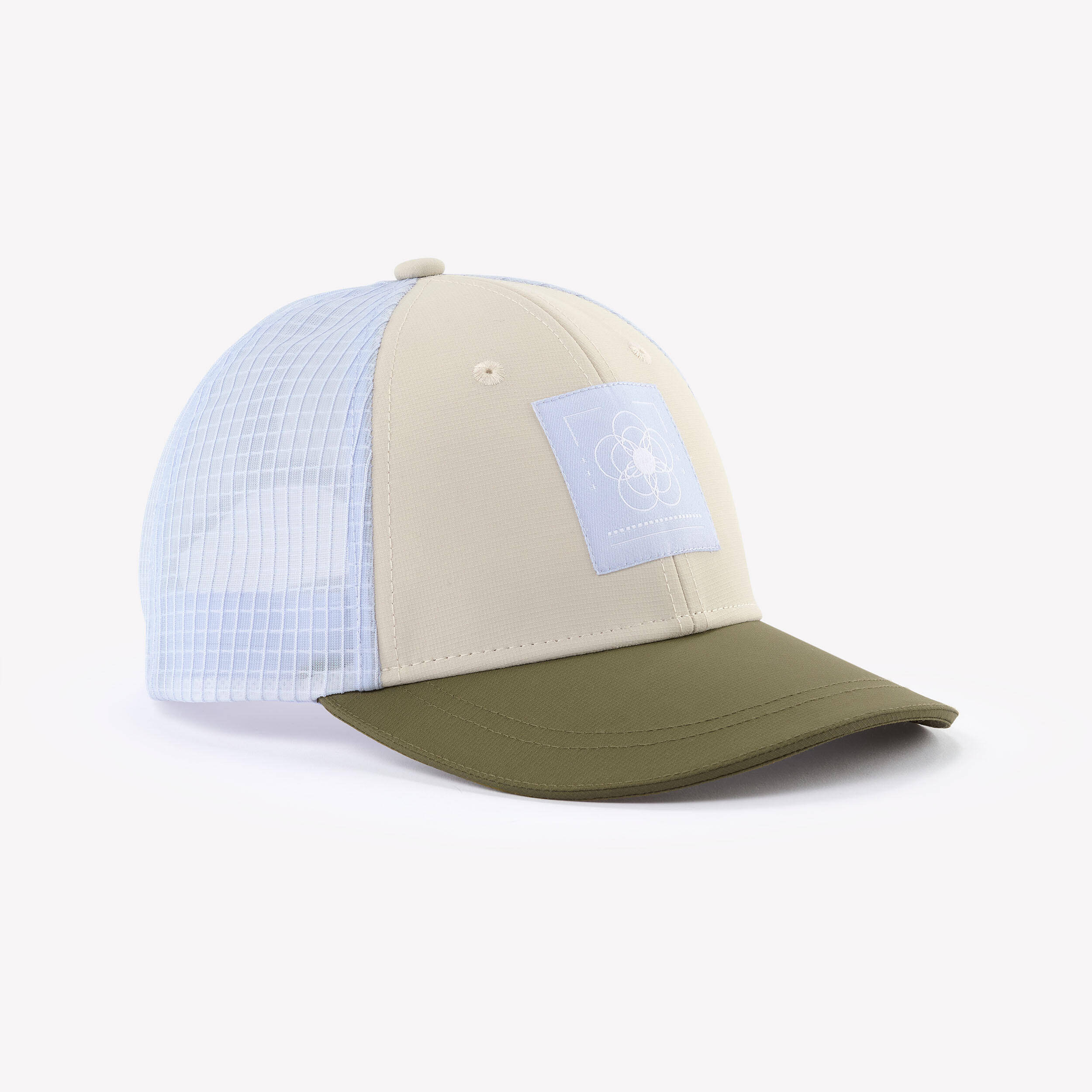 Kids’ Trucker hiking cap MH100, 7-15 years - Beige -  1