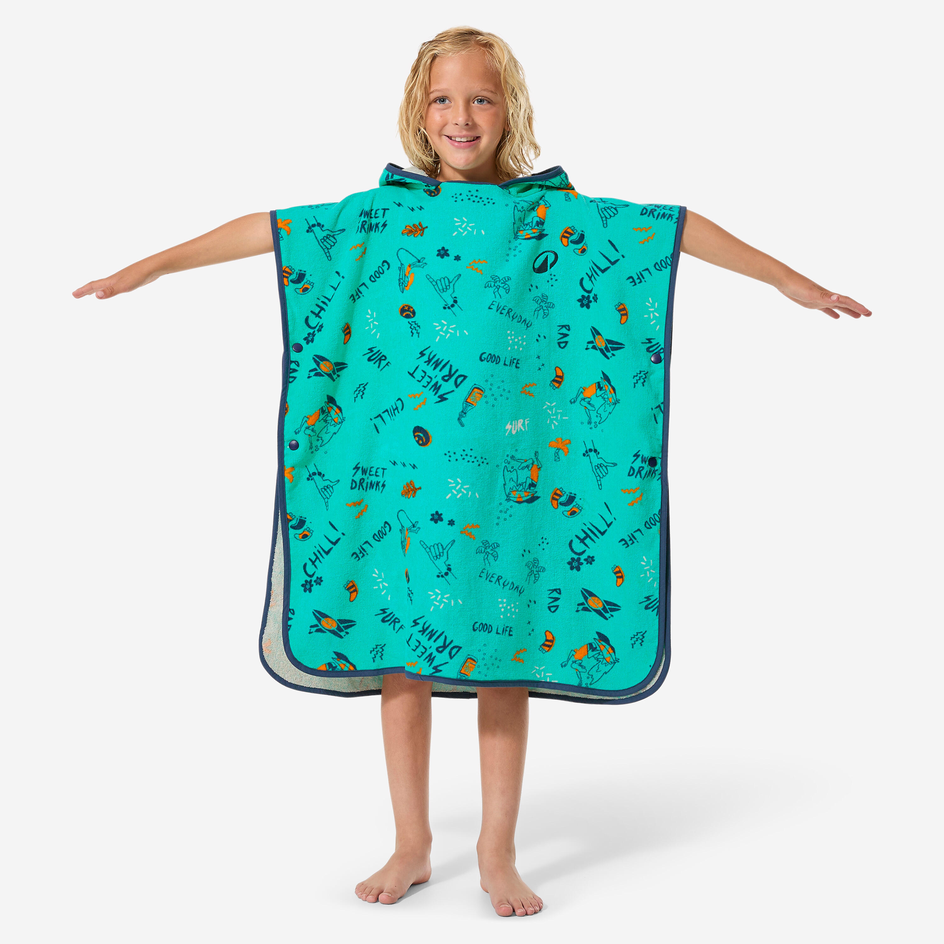 Poncho de bain surf enfant de 110 à 135cm, 500 Allov vert 5/12