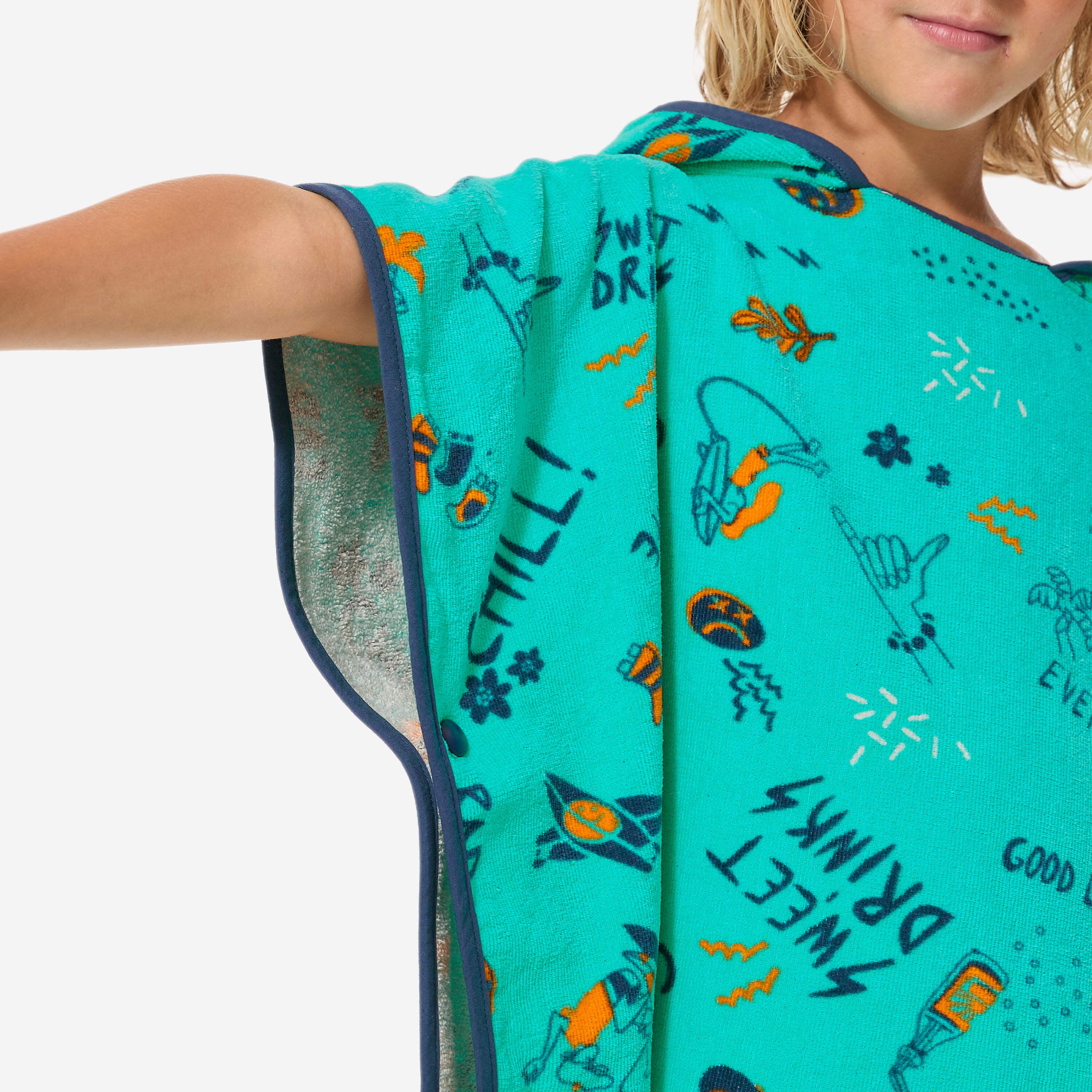 Poncho de bain surf enfant de 110 à 135cm, 500 Allov vert 6/12