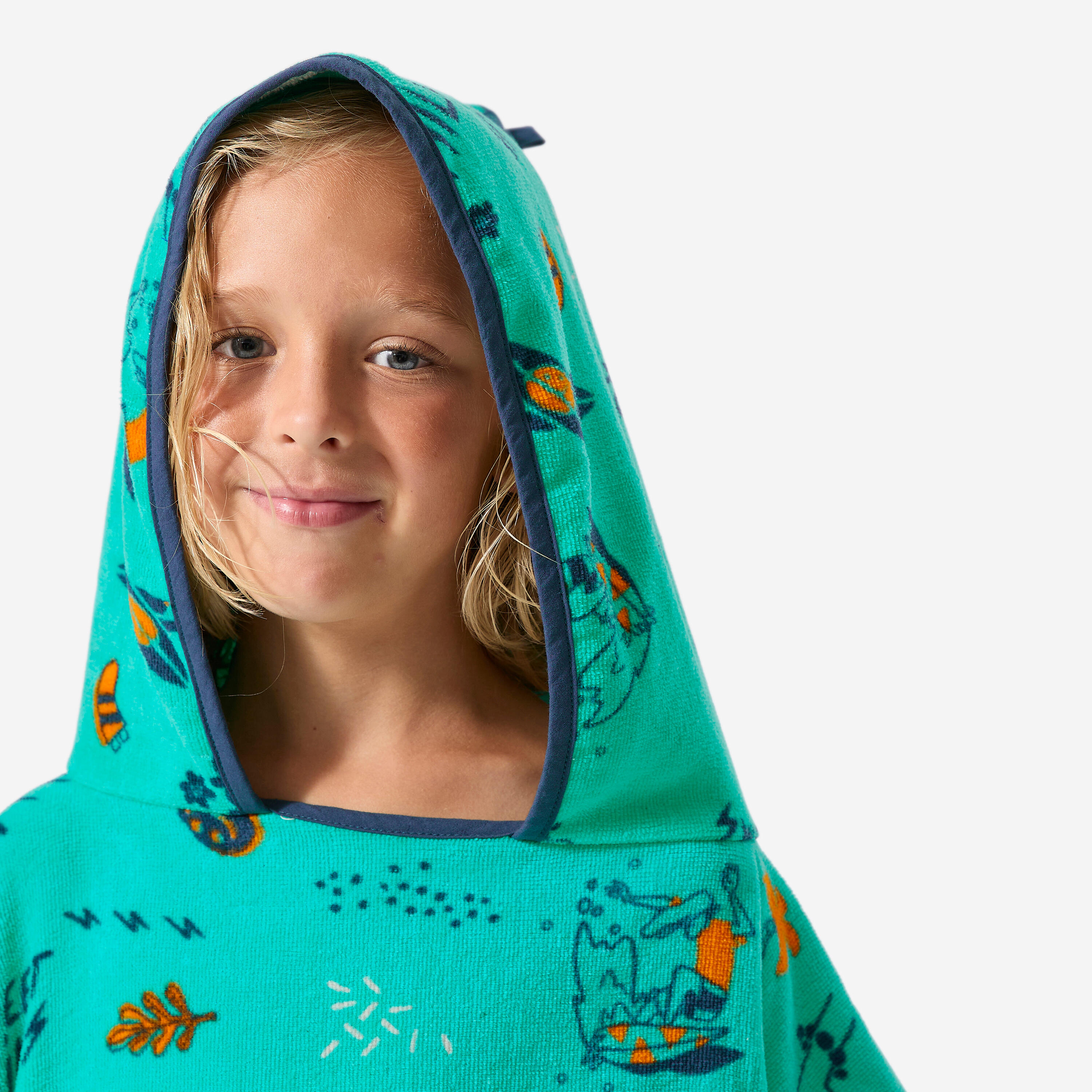 Poncho de bain surf enfant de 110 à 135cm, 500 Allov vert 7/12