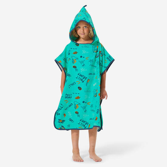 Poncho de bain surf enfant de 110 à 135cm, 500 Allov vert