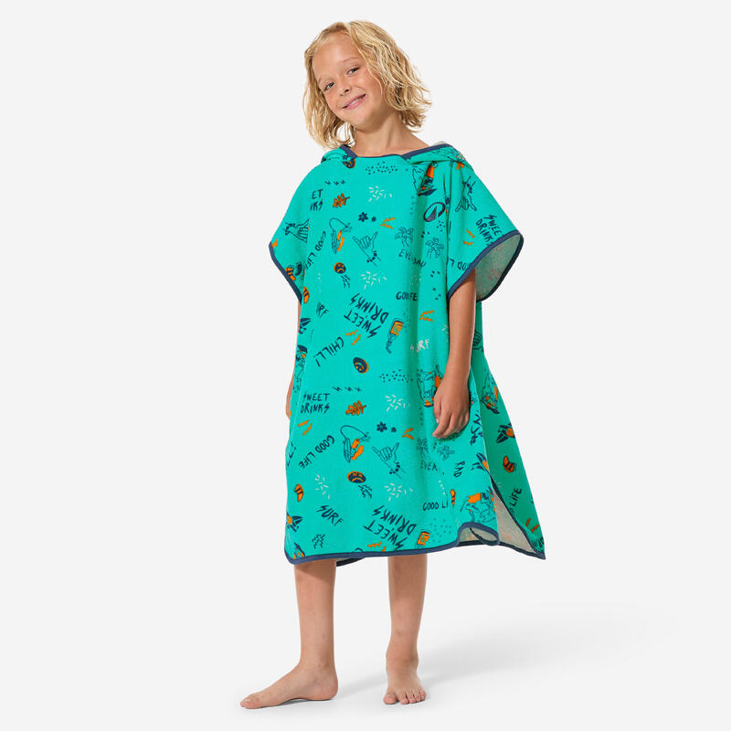 Poncho de baie 500 Allov Verde Copii 110-135 cm