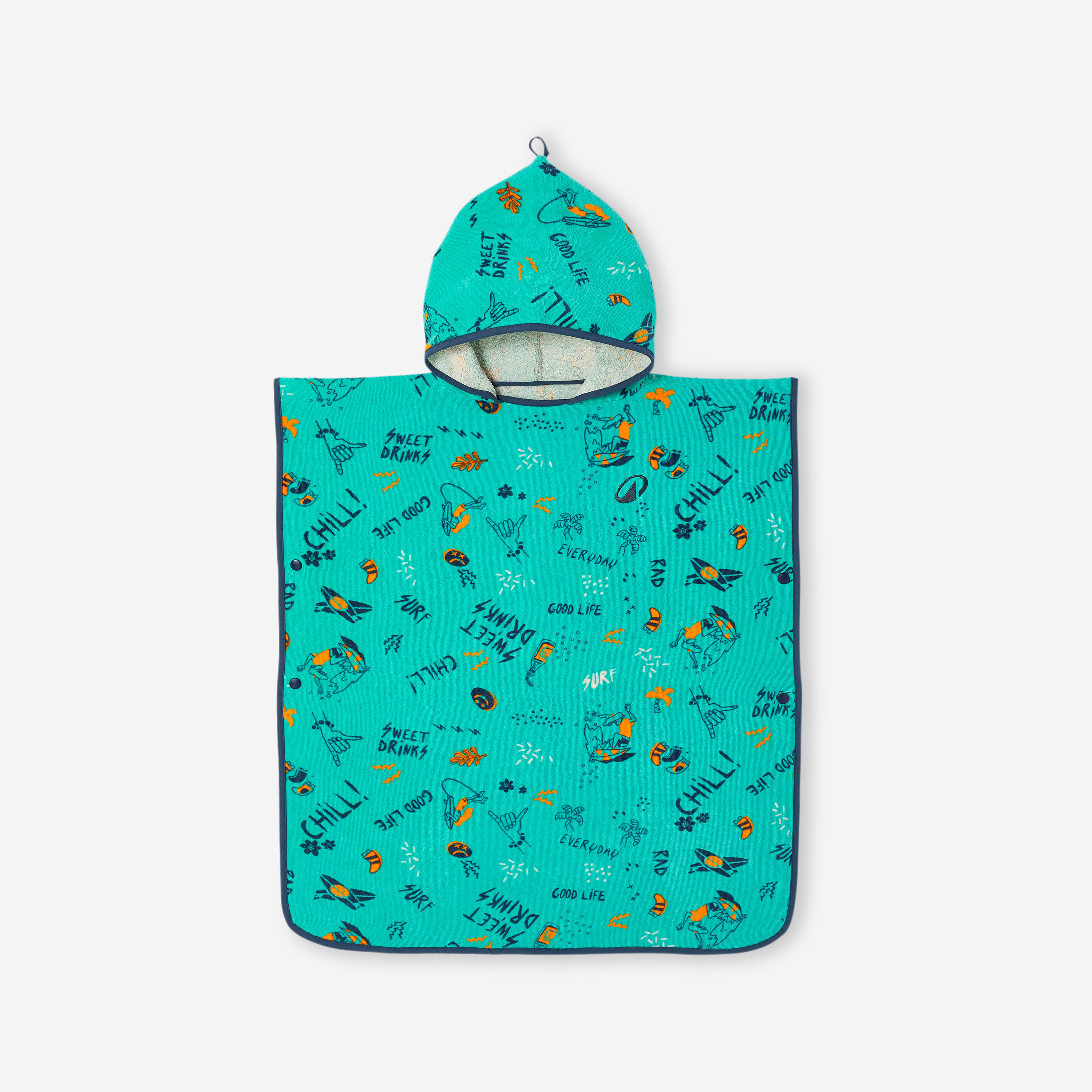 Poncho de bain surf enfant de 110 à 135cm, 500 Allov vert 8/12