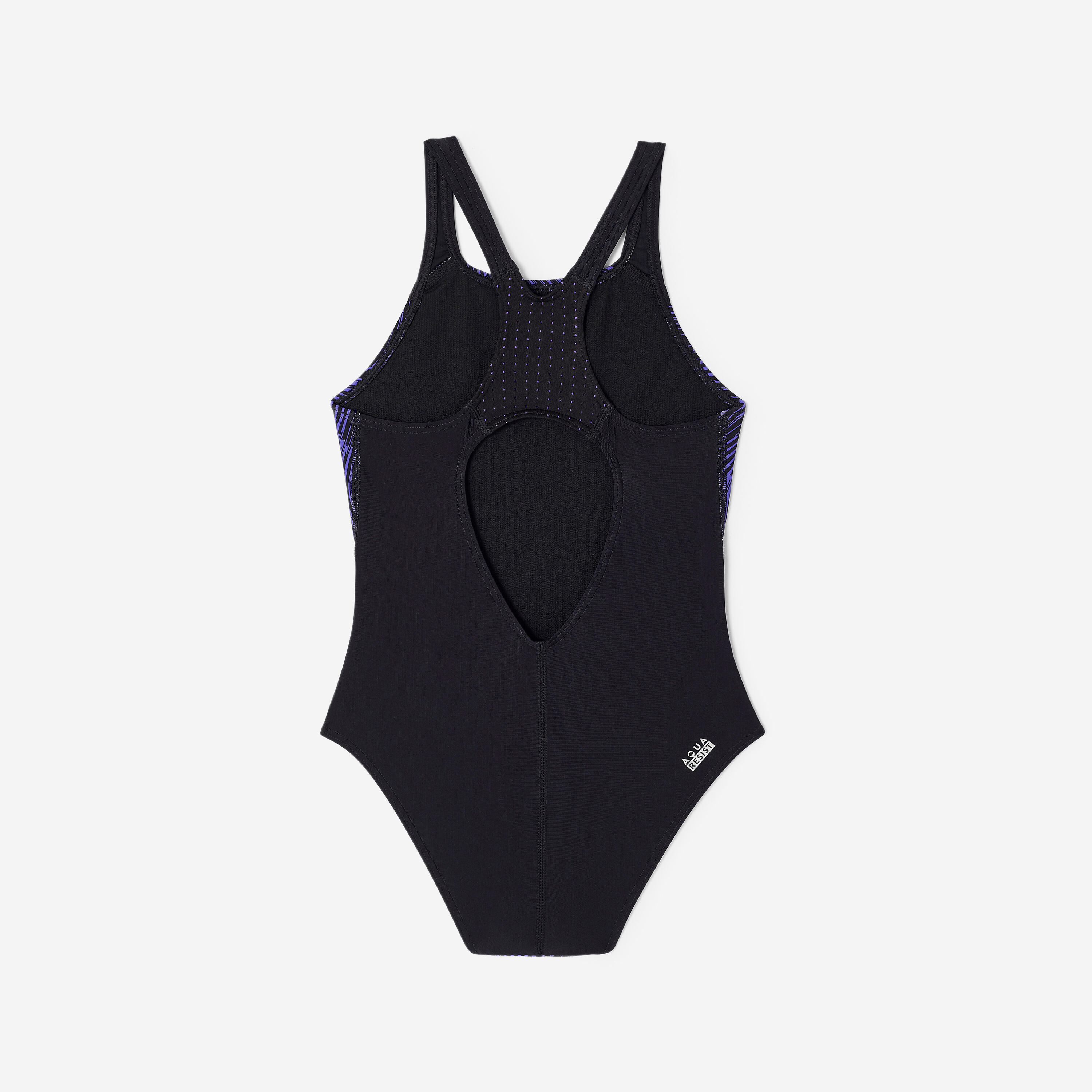 Maillot de bain 1 pièce natation Fille ado, Kamyleon mouv violet 10/12