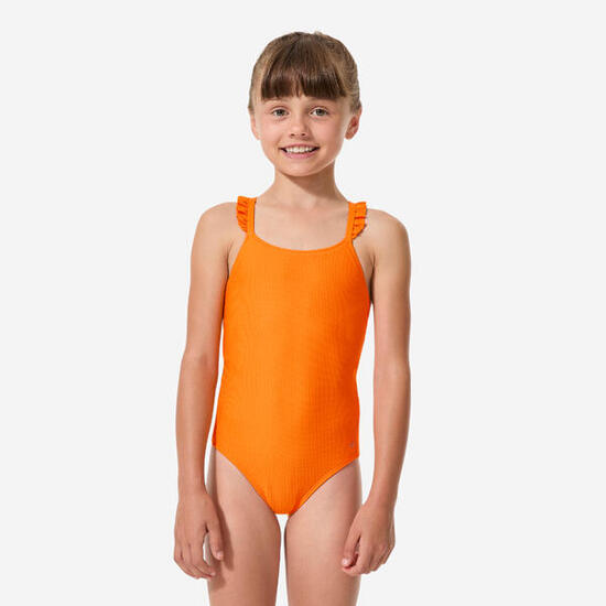 Maillot de bain 1 pièce natation Fille enfant, Lila orange