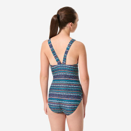 Купальник суцільний Vega для плавання для дівчат синій в смужку