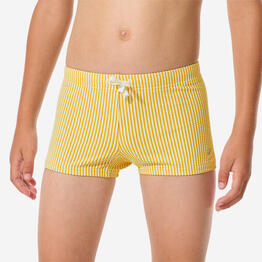 Boxer de bain natation texturé Garçon enfant, Fiti rayé jaune
