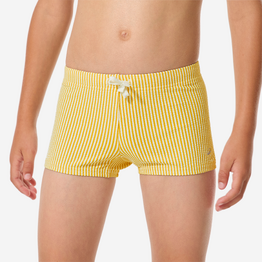 Boxer de bain natation texturé Garçon enfant, Fiti rayé jaune