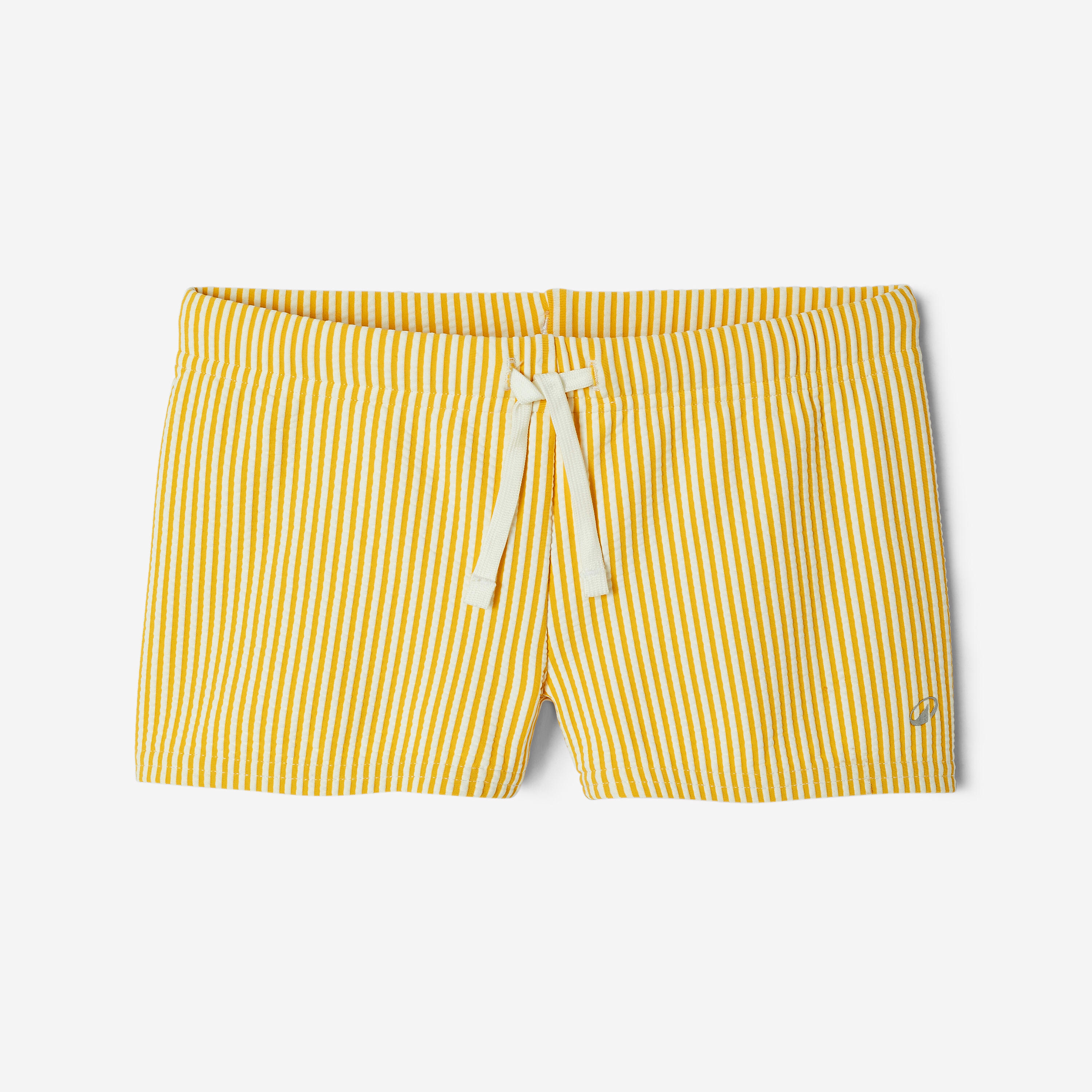 Young boys’ textured swimming boxer, Fiti striped yellow 6/8