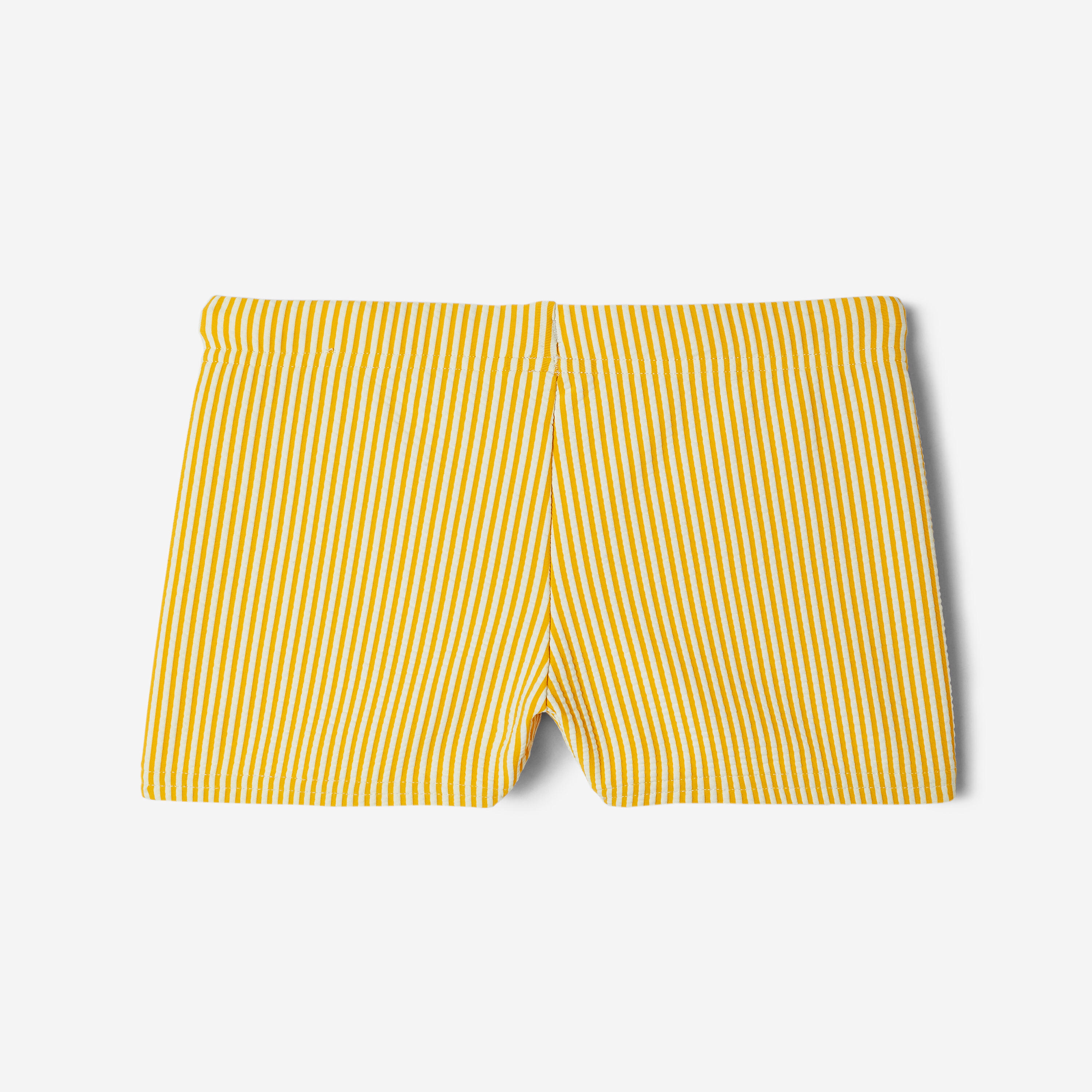 Young boys’ textured swimming boxer, Fiti striped yellow 7/8
