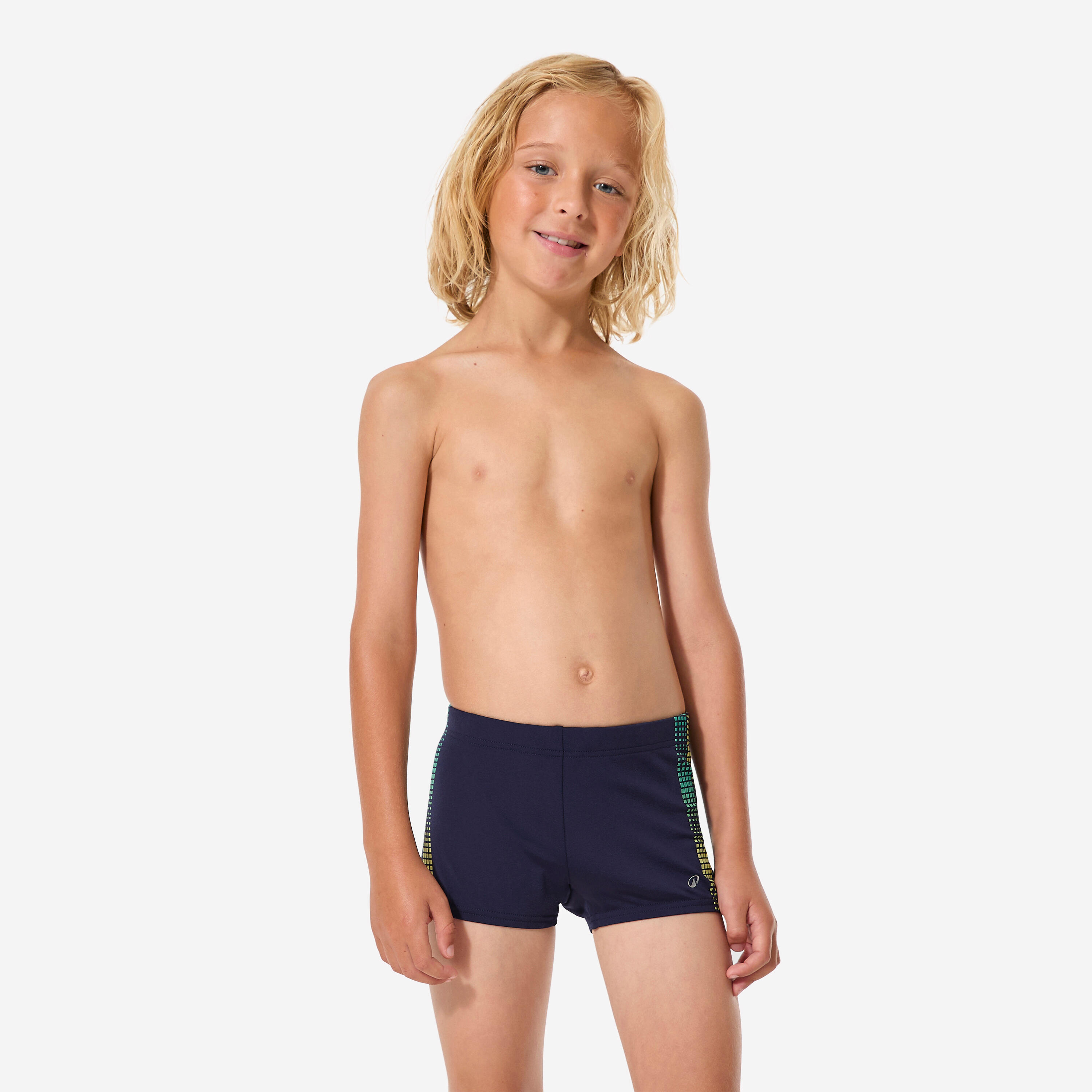 Bañador Niño Adolescente Bóxer Natación Fiti Azul Amarillo 3/11