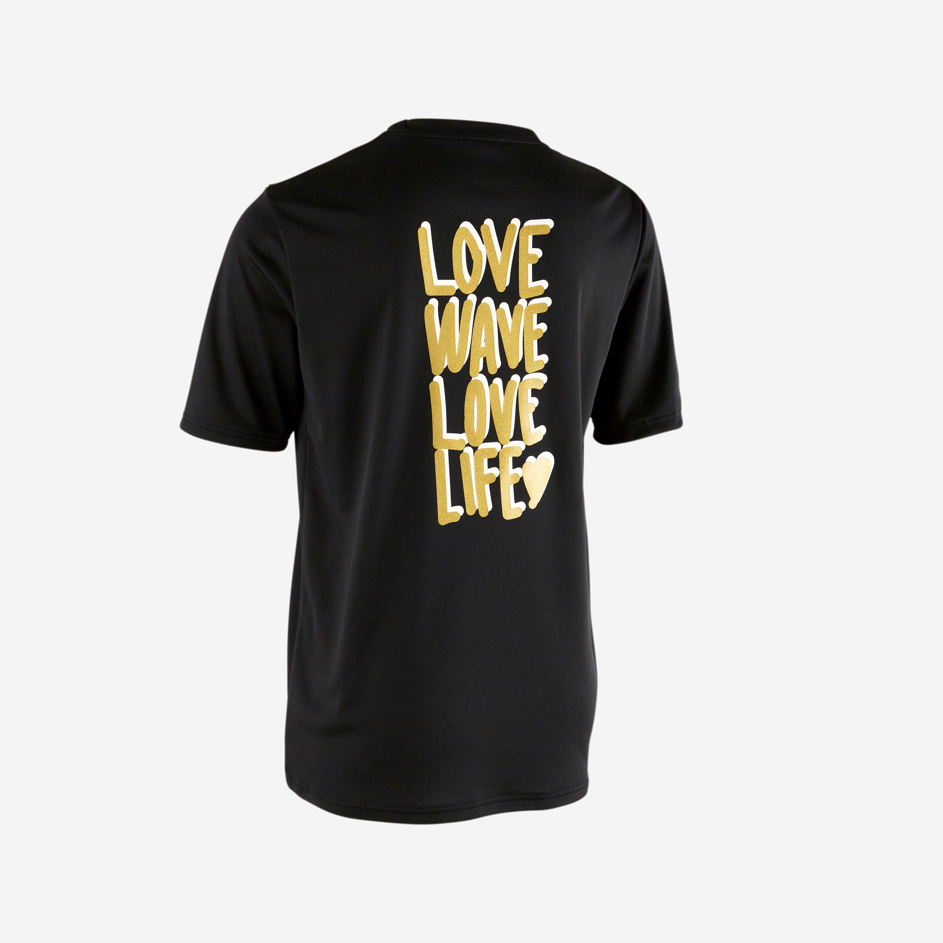 Wasser-T-Shirt Kurzarm Surfen Kinder - 100 Love schwarz 8/10
