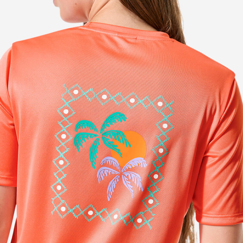 Tricou anti UV 100 UPF50+, UV>95% Palms Corai Copii