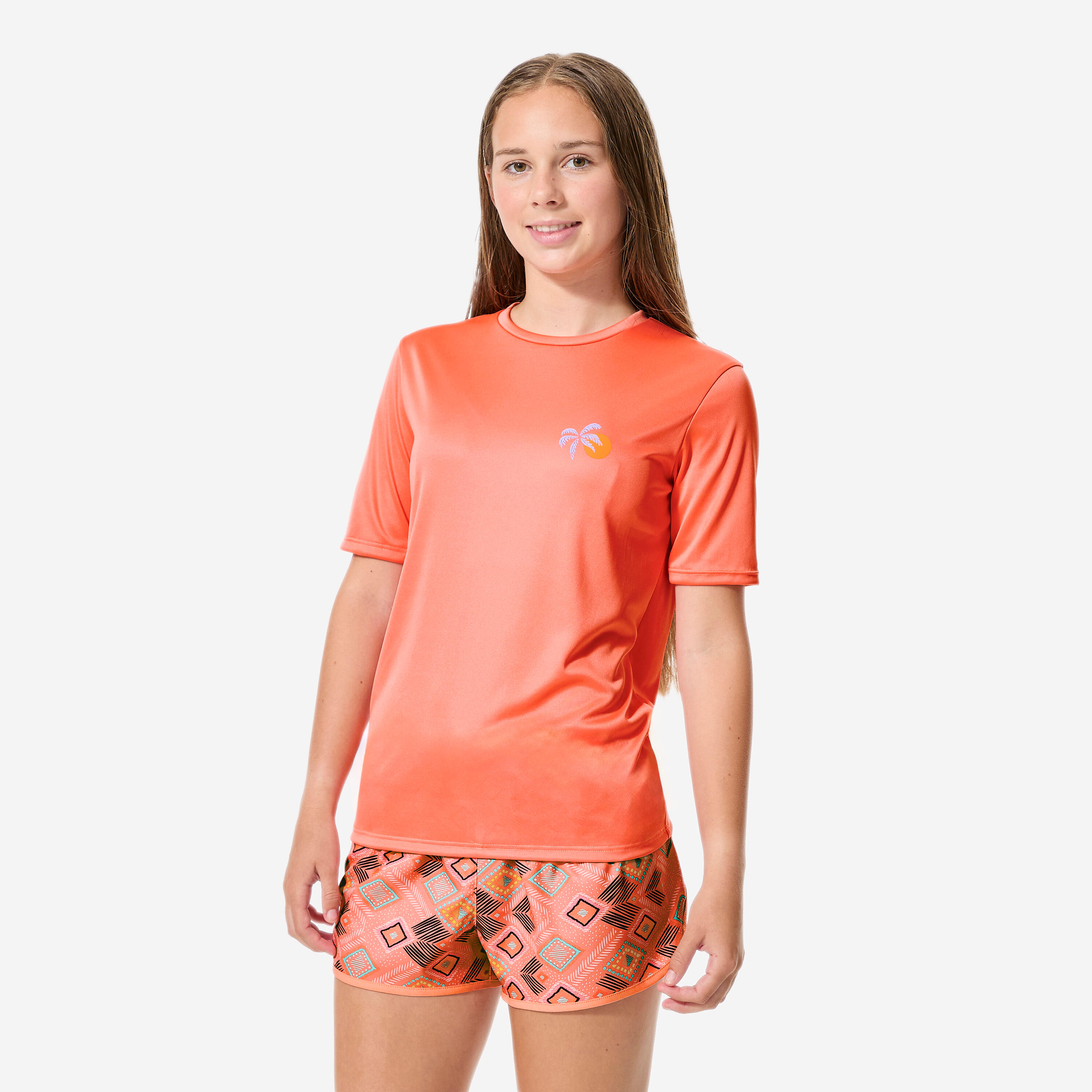 Camiseta protección solar UPF50+ manga corta Niños Coral 2/9