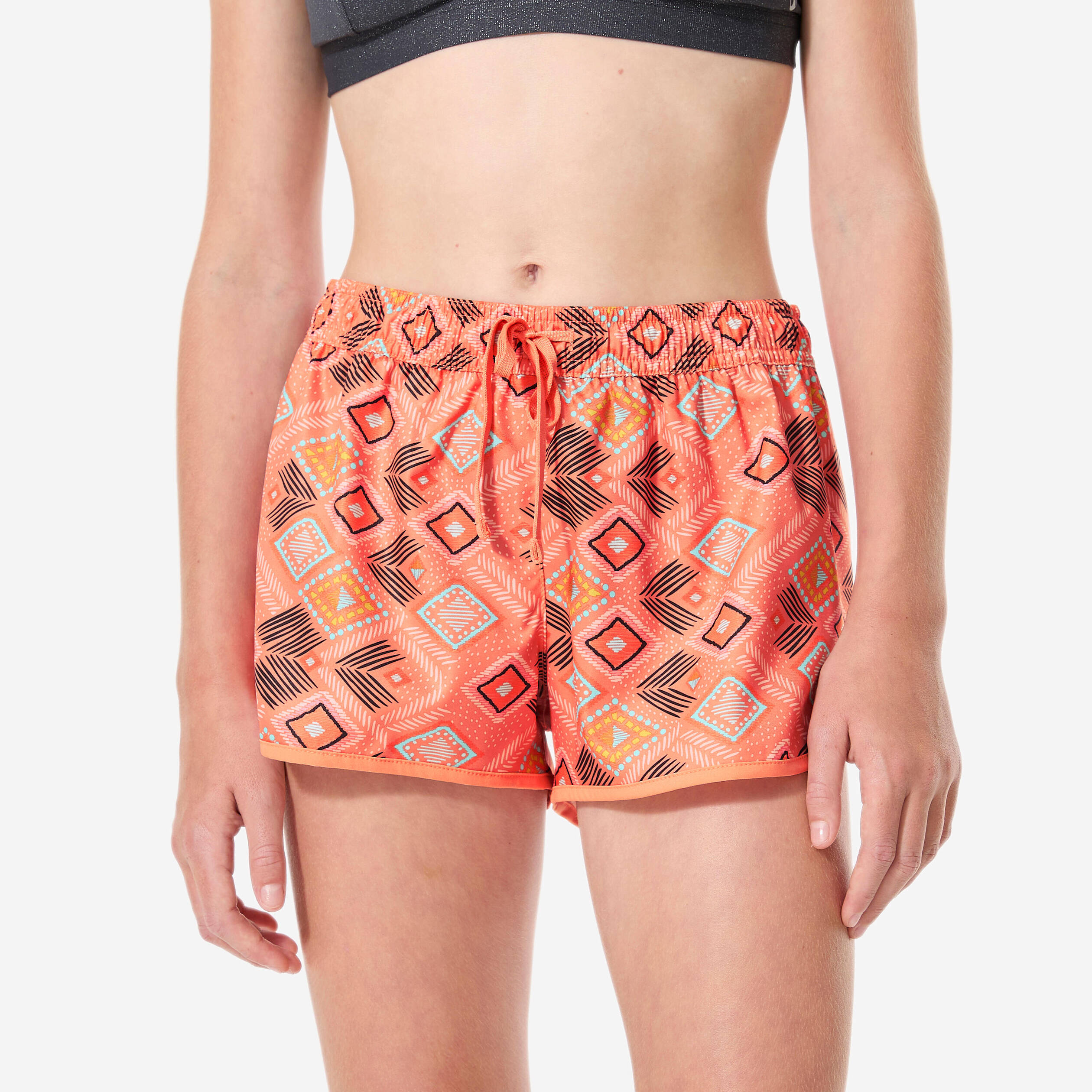 Girls’ surfing swim shorts, Katy Safi coral