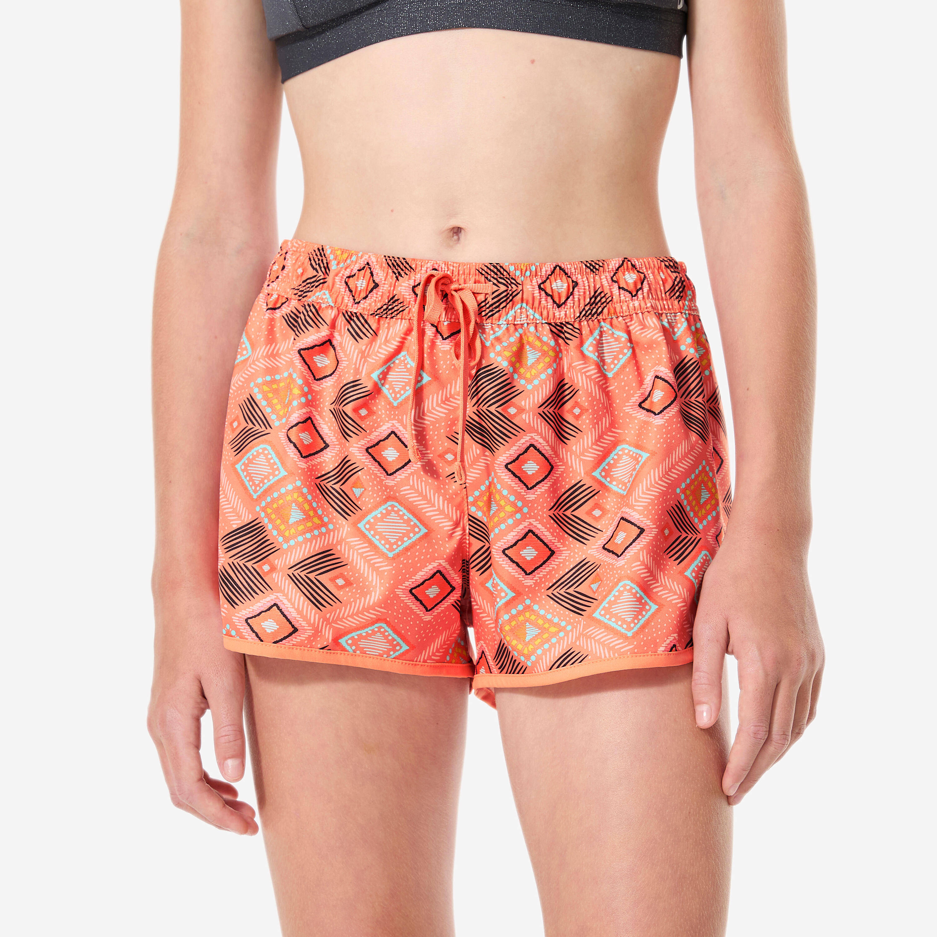 Girls’ surfing swim shorts, Katy Safi coral -  1