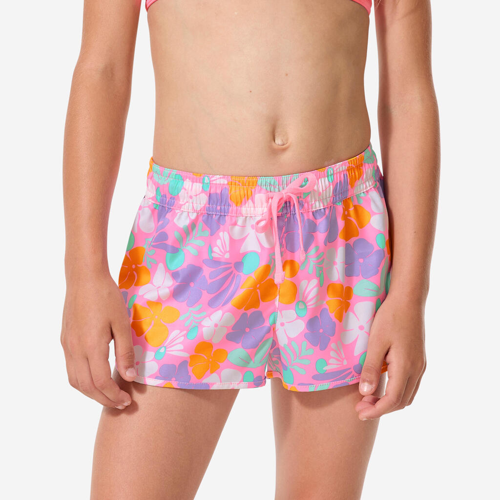 Girls’ swimsuit shorts, Caro 100 floral pink