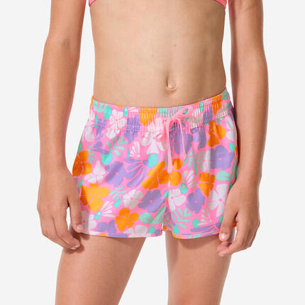 Maillot de bain short fille, Caro 100 rose fleuri