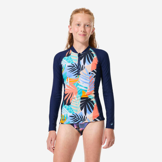 Top UV surfingowy dla dzieci Decathlon 500 Palmy długi rękaw