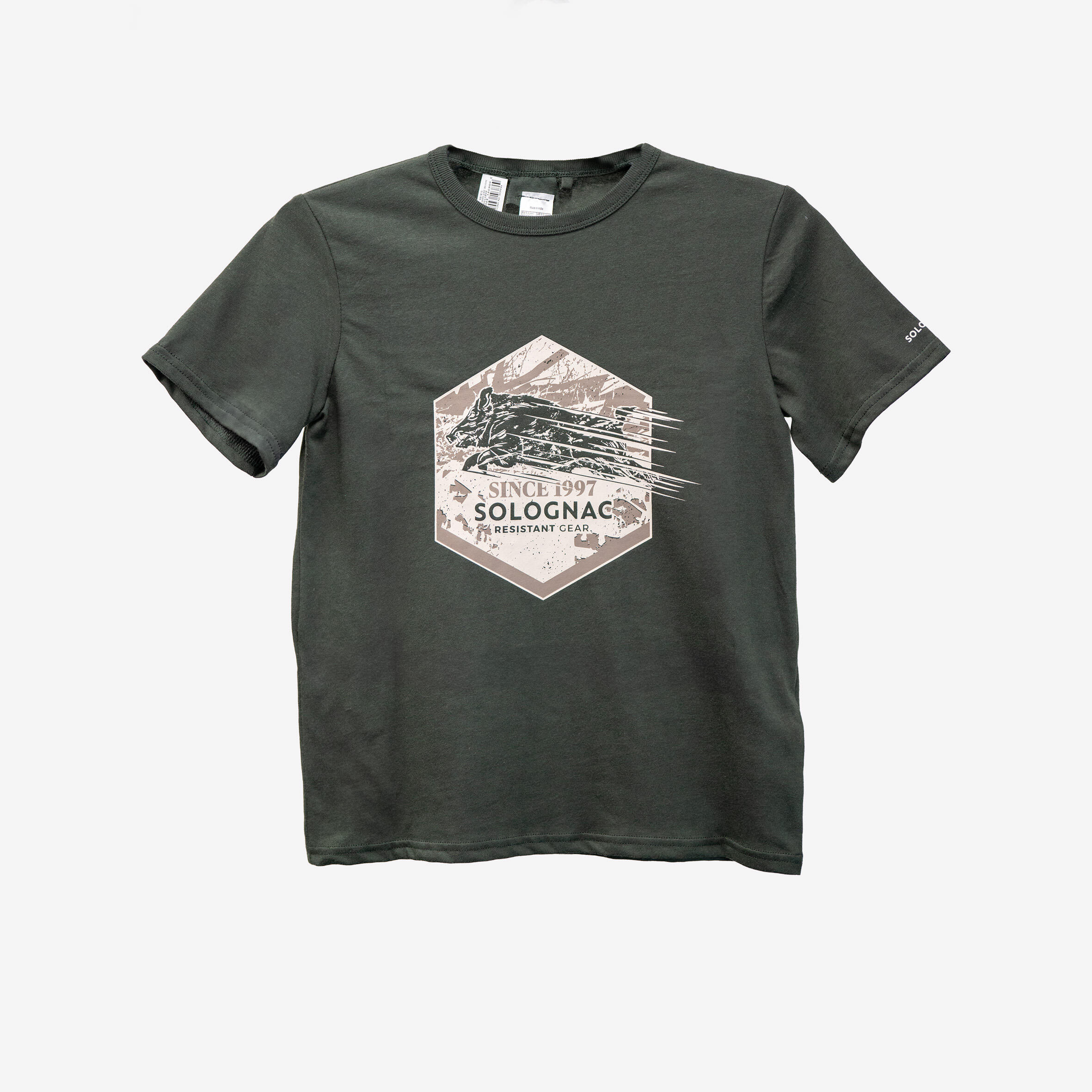T-Shirt Kinder Wildschwein grün  3/3