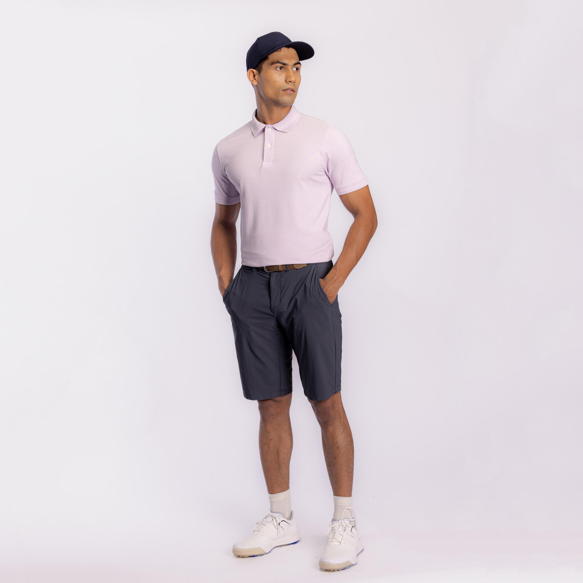 Men’s golf cotton and polyester short-sleeved polo shirt - MW500 lilac